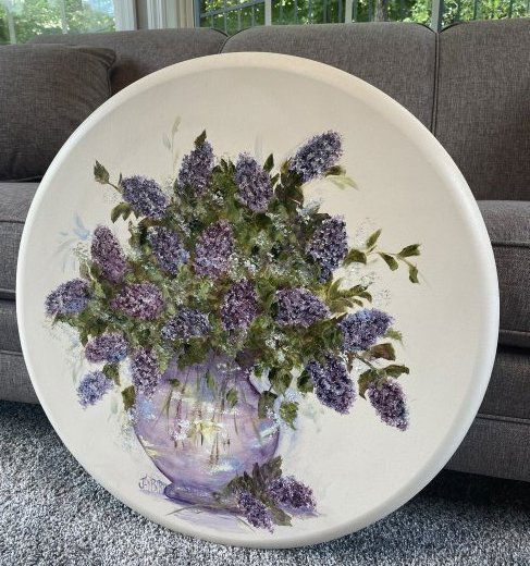 HAND PAINTED FLORAL SIGNED JAYBIRD 1960S CANVAS (1 of 5)