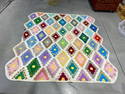 STUNNING SCALLOPED HANDMADE PATCHWORK DIAMOND QUILT SIGNED/DATED