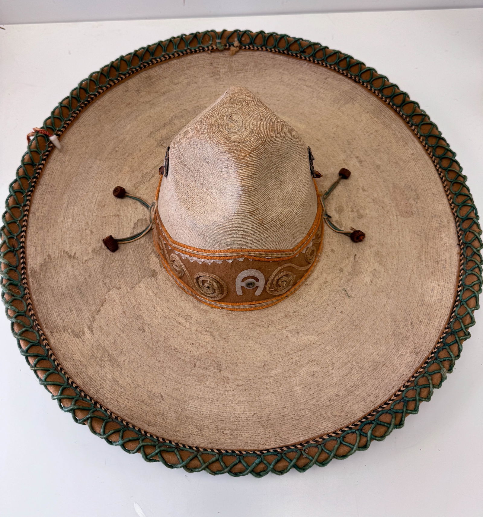 1950'S BY SOMBREROS DE CALIDAD Stone Wheat Straw Sombrero Charro Galoneado MEXICAN AUTHENTIC HAT (1 of 13)