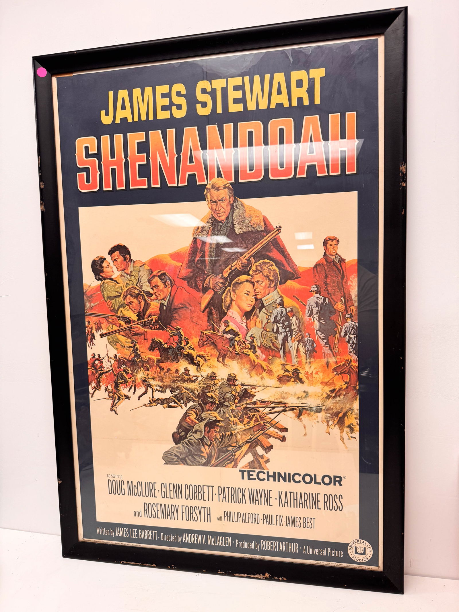 VINTAGE ORIGINAL 1965 UNIVERSAL PICTURES JAMES STEWART SHENANDOAH POSTER FRAMED (1 of 8)