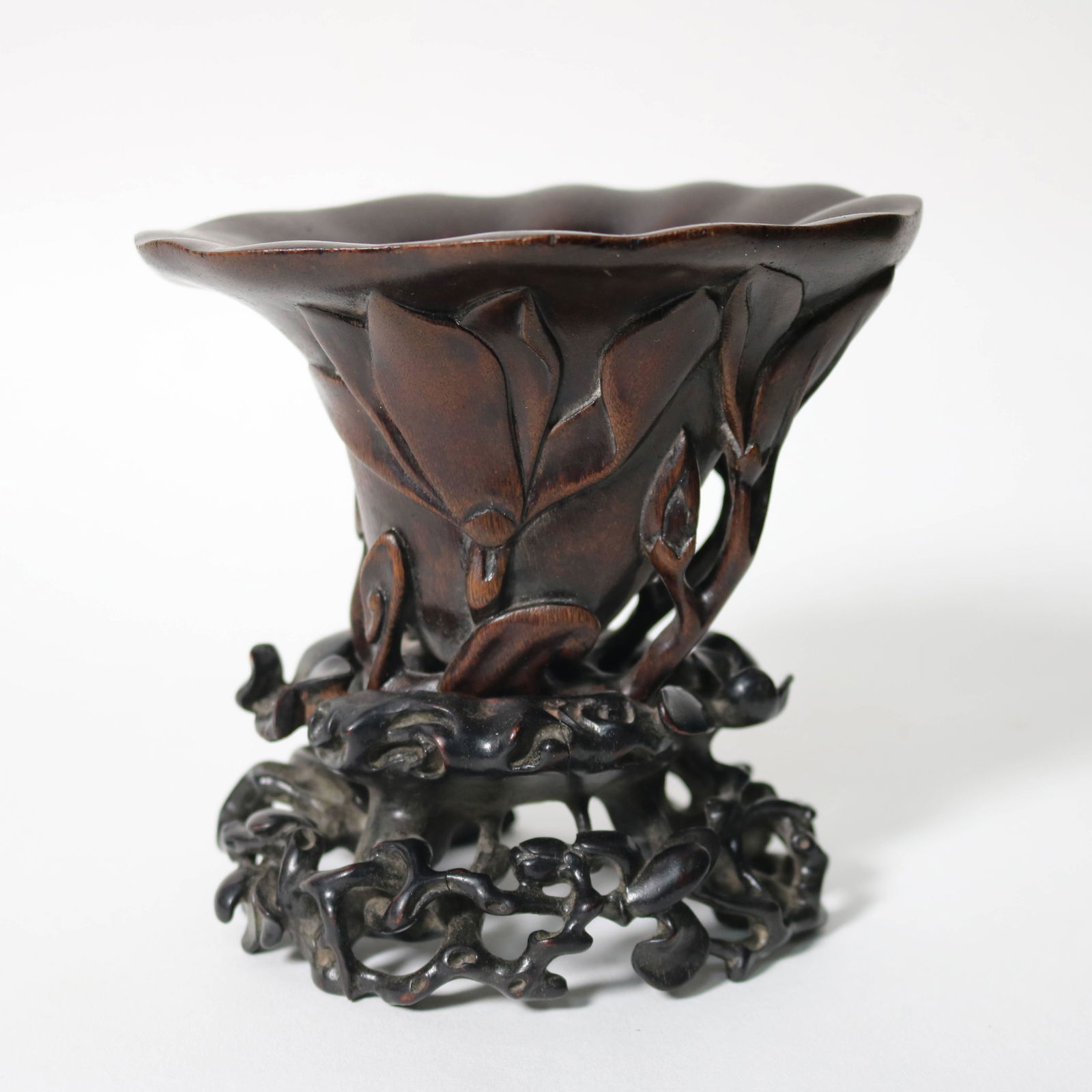 18th Century Agarwood Carved Lotus Leaf Cup (1 of 5)