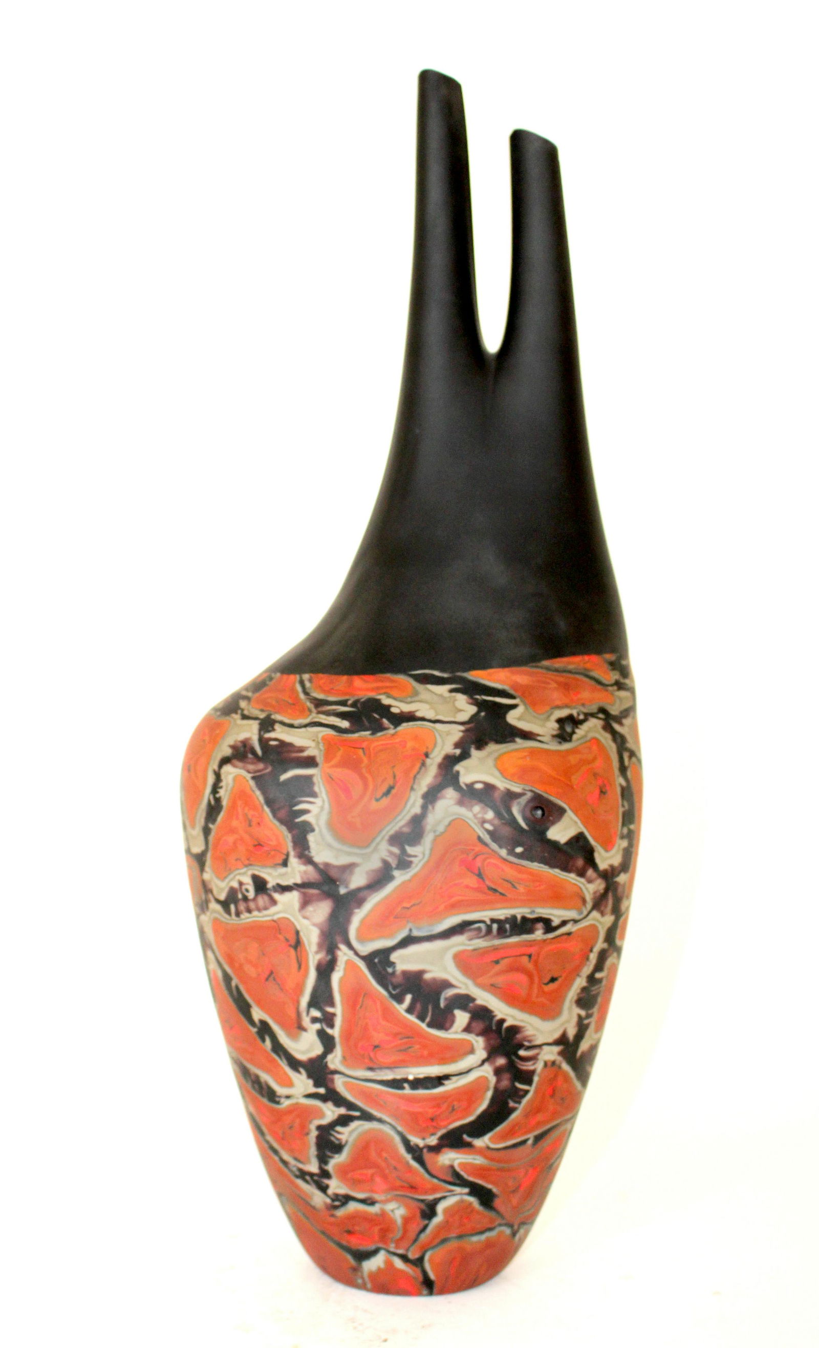 Vase 5521 by Davide Salvadore: 2000, Hand-blown and carved glass, 7 1/2 x 6 x 18 inches, Signed on bottom.