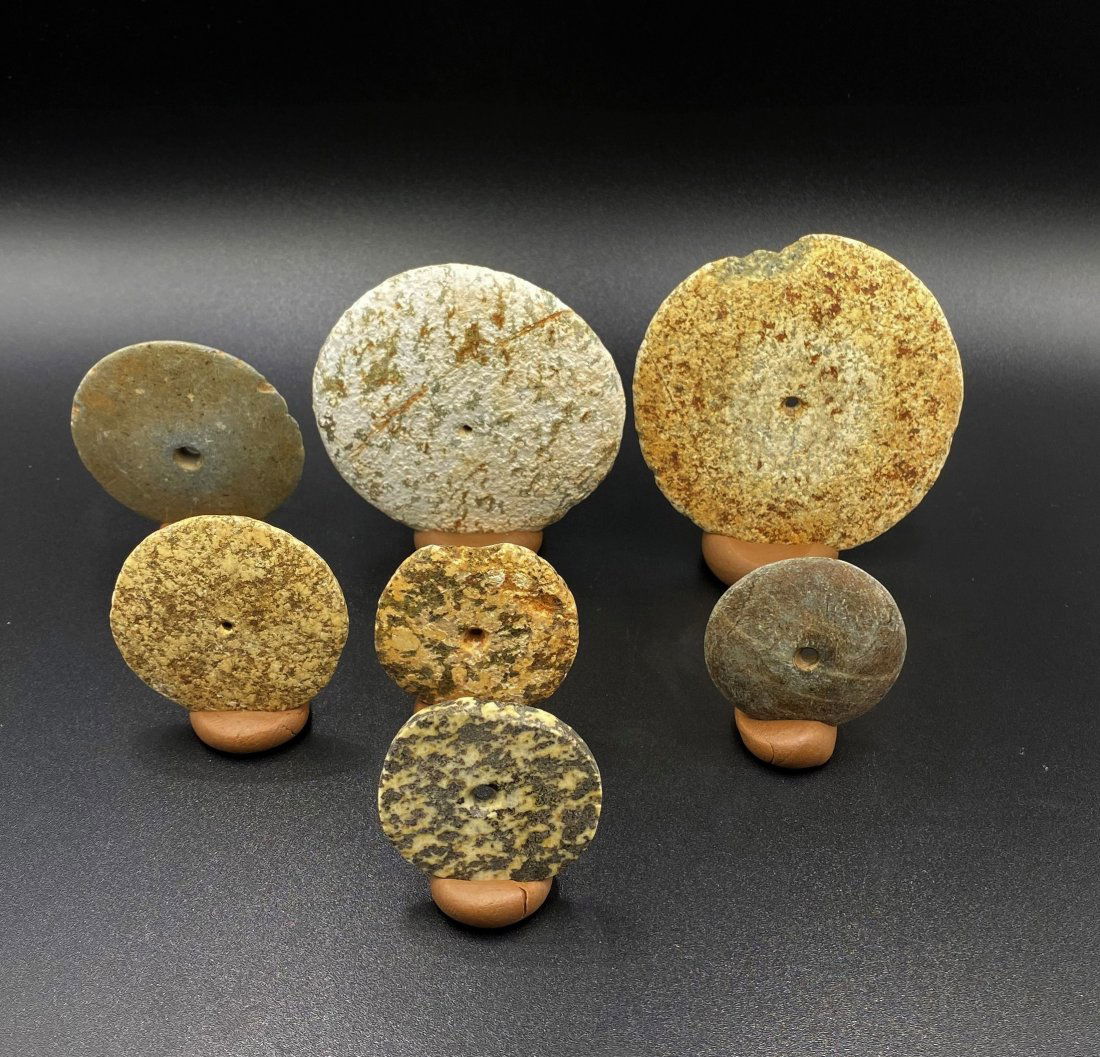 Old Antique Ancient Stone Age Stone Jewelry Bead Pendant Lot: The Lot Of Total 7 Ancient Stone Age Stone Jewelry Beads Pendants.Good Conditions As Shown In The Pictures.Rich In Patina.