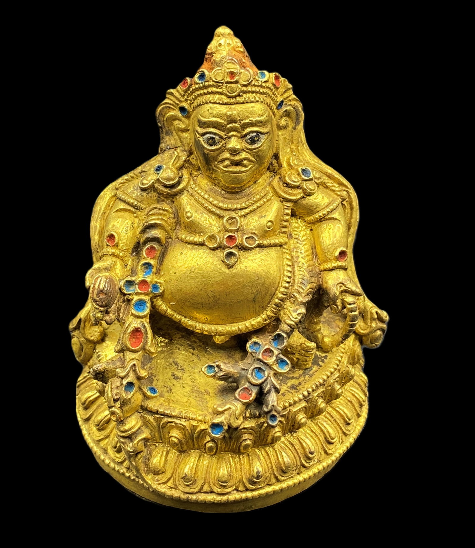 Himalayan Tibetan Zambala Kubera Gilded Bronze Statue Qing Dynasty Antique: Qing Dynasty Himalayan Tibetan Zambala Kubera Gilded Bronze Statue.For more details, please feel free to reach out to our customer service team before placing a bid. We're happy to assist you. The con