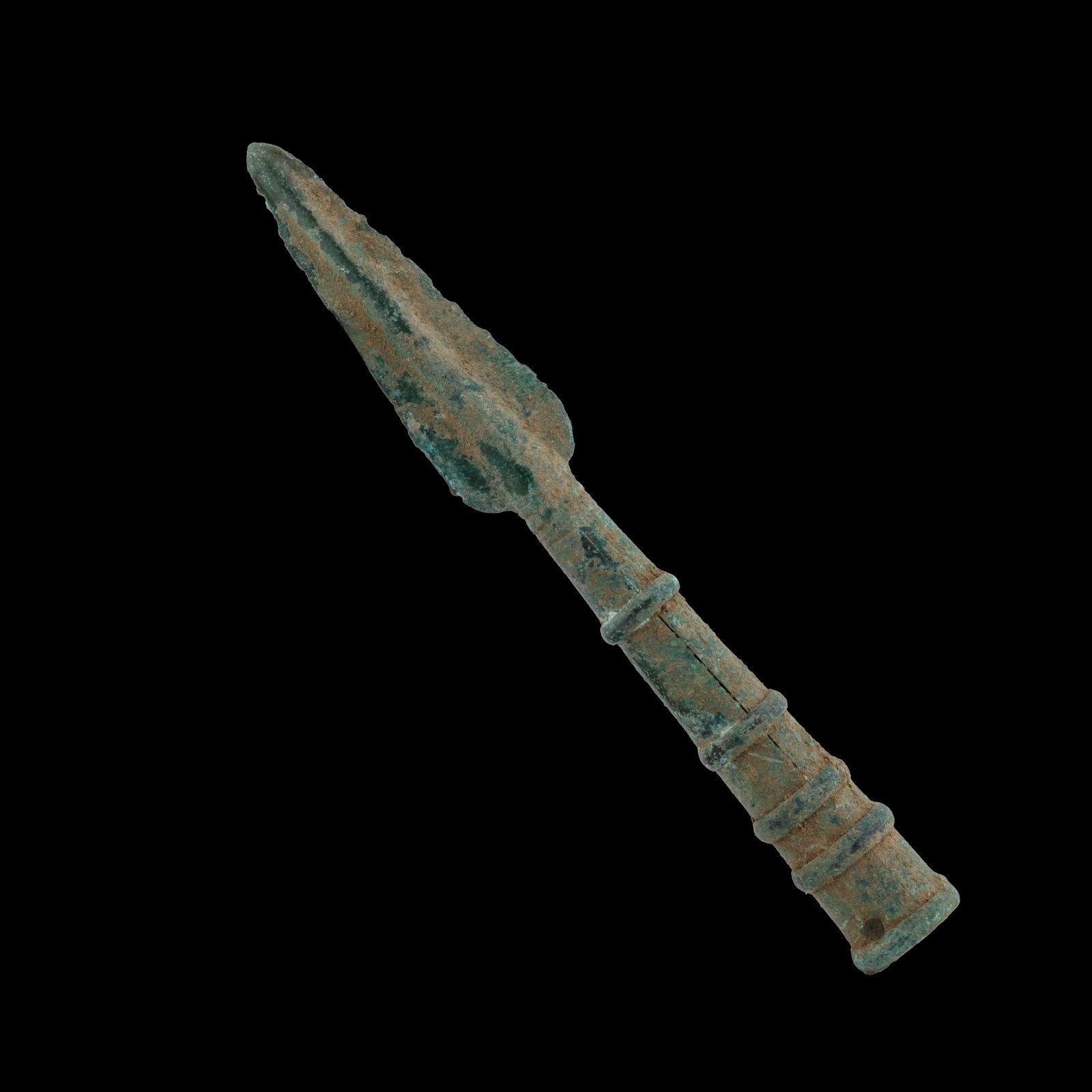 Ancient Roman Bronze Socketed Spear Head [20cm, 104gram]: The Antique Roman Bronze Socketed Spear Head.Made from bronze, it features a socketed design for attachment to a wooden shaft.If you want to know more details, please contact our customer service team