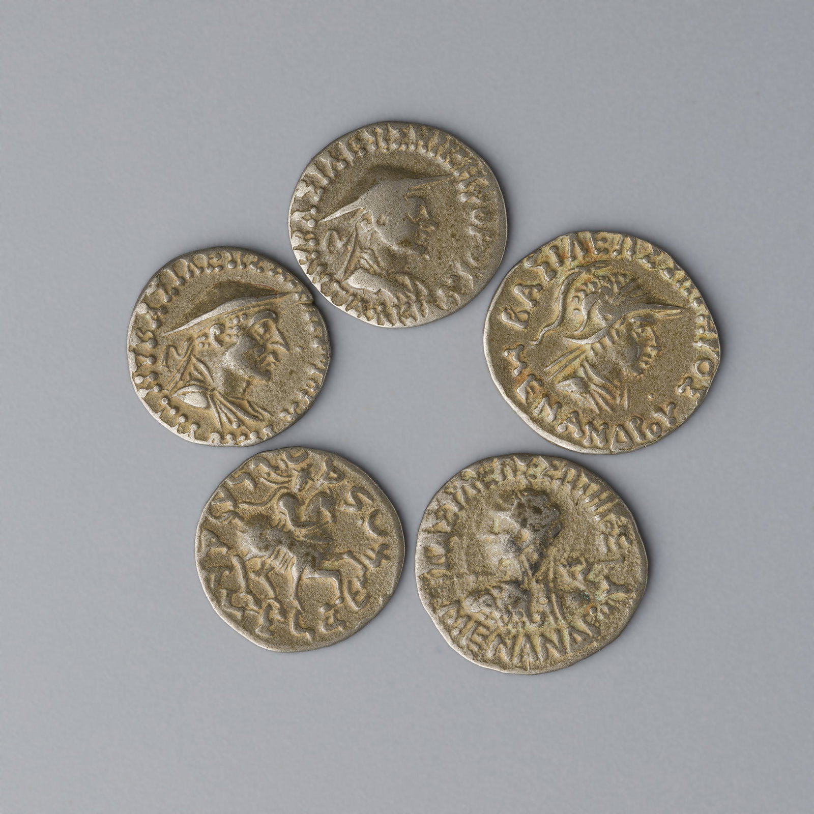 Collection Of Ancient Indo-Scythians & Indo-Greek Silver Coins Lot [Ø1.5~1.7cm, 8gram, 5pcs]: Collection Of Ancient Indo-Scythians & Indo-Greek Silver Coins Lot [Ø1.5~1.7cm, 8gram, 5pcs]