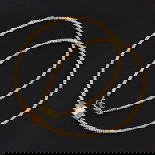 Himalayan Dzi Agate Bead with Ancient Small Size Faience Old Bead Necklace [Length : 20in, 6gram]: Himalayan Dzi Agate Bead with Ancient Small Size Faience Old Bead Necklace [Length : 20in, 6gram]