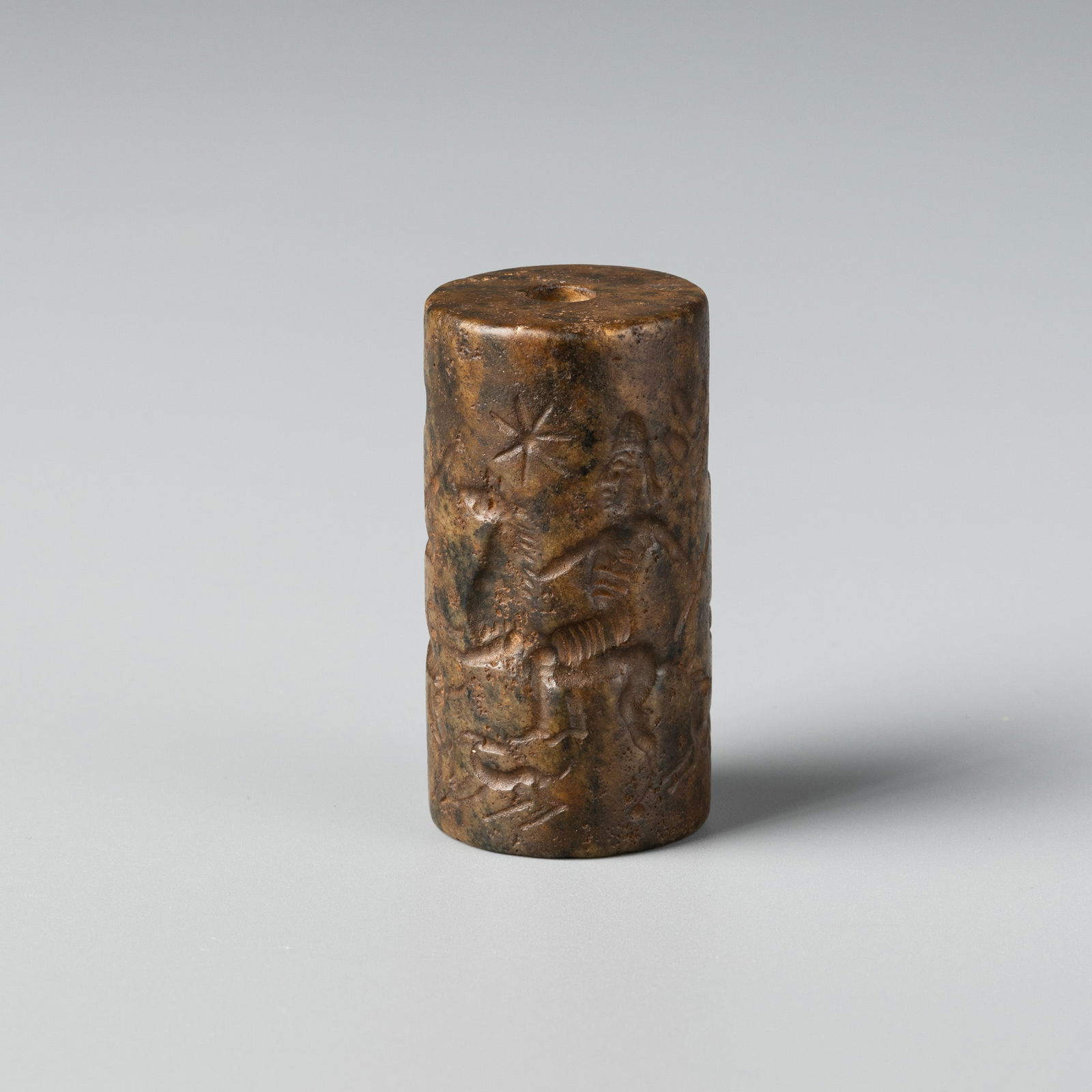 Bactrian Bronze Cylinder Seal Bead [3.2 x 5.7cm, 84gram]: Bactrian Bronze Cylinder Seal Bead [3.2 x 5.7cm, 84gram]
