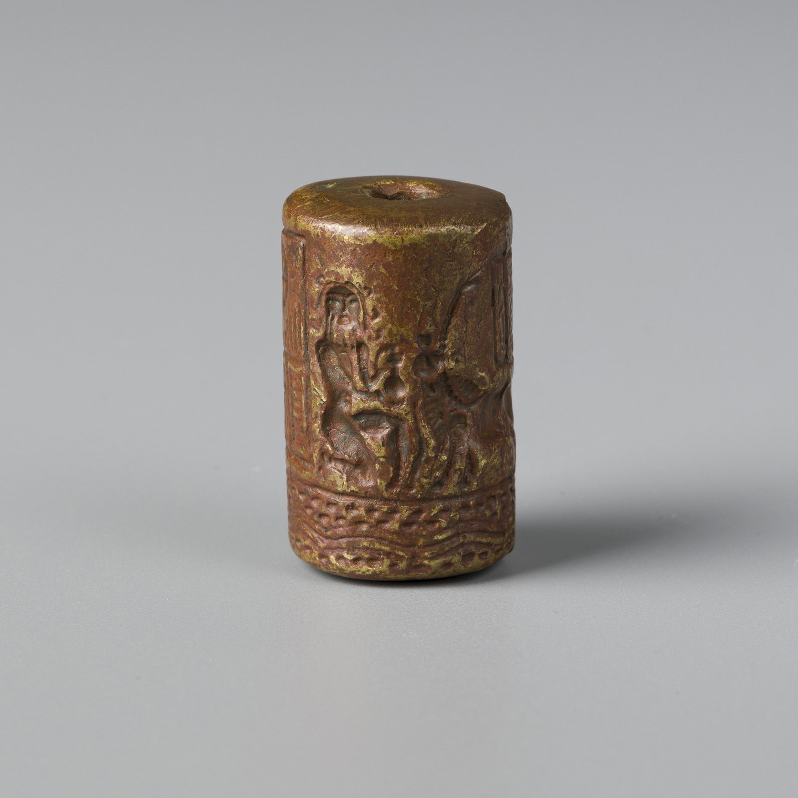 Bactrian Bronze Carved Cylinder Seal [2.1 x 3.5cm, 88gram]: Bactrian Bronze Carved Cylinder Seal [2.1 x 3.5cm, 88gram]