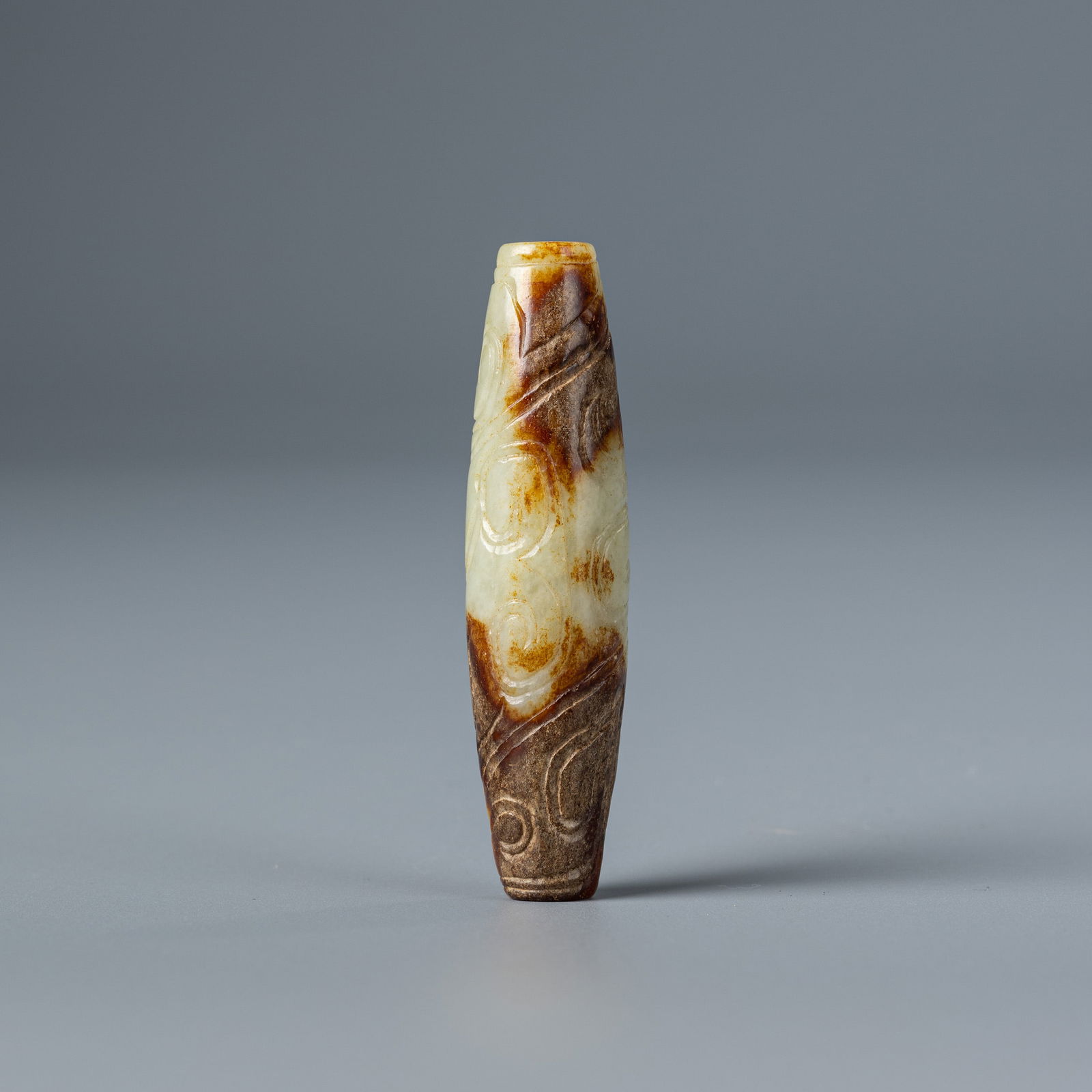 Chines Hong Shan Culture Unique Natural Carved Jade Bead [7.4 x 1.9cm, 44gram]: Chines Hong Shan Culture Unique Natural Carved Jade Bead [7.4 x 1.9cm, 44gram]