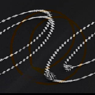Himalayan Dzi Bead with Chevron Pattern String with Faience Old Beads Necklace Length : 20in, 6gram]: Himalayan Dzi Bead with Chevron Pattern String with Faience Old Beads Necklace [Length : 20in, 6gram]