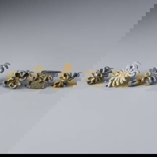 Ancient Bactrian-Greek Bronze Stamp Seals Lot [6pcs, 40g]: A lot of six ancient bronze stamp seals from the Bactrian-Greek cultural sphere, weighing 40 grams total.