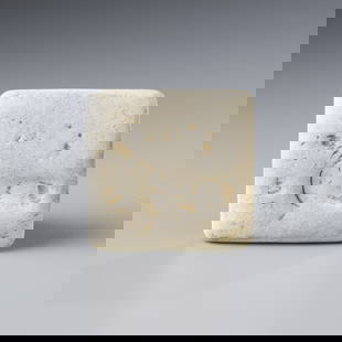 Ancient Indus Valley White Stone Stamp Seal: Ancient Indus Valley White Stone Stamp Seal [3.7 x 3.8cm, 31gram]