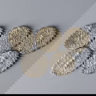 Lot of 5 Ancient Indo-Scythian Silver Coins: Group of 5 ancient Indo-Scythian silver coins, diameters ranging from approx. 2.1 to 2.3 cm, total weight 43 grams.