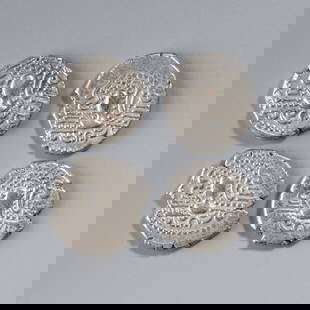 Lot of 4 Indo-Sasanian Gadhaiya Paisa Silver Drachms, 11th Century: Group of 4 silver Indo-Sasanian Gadhaiya Paisa drachms from the 11th century. Diameters approx. 1.7–1.9 cm, total weight 17 grams.