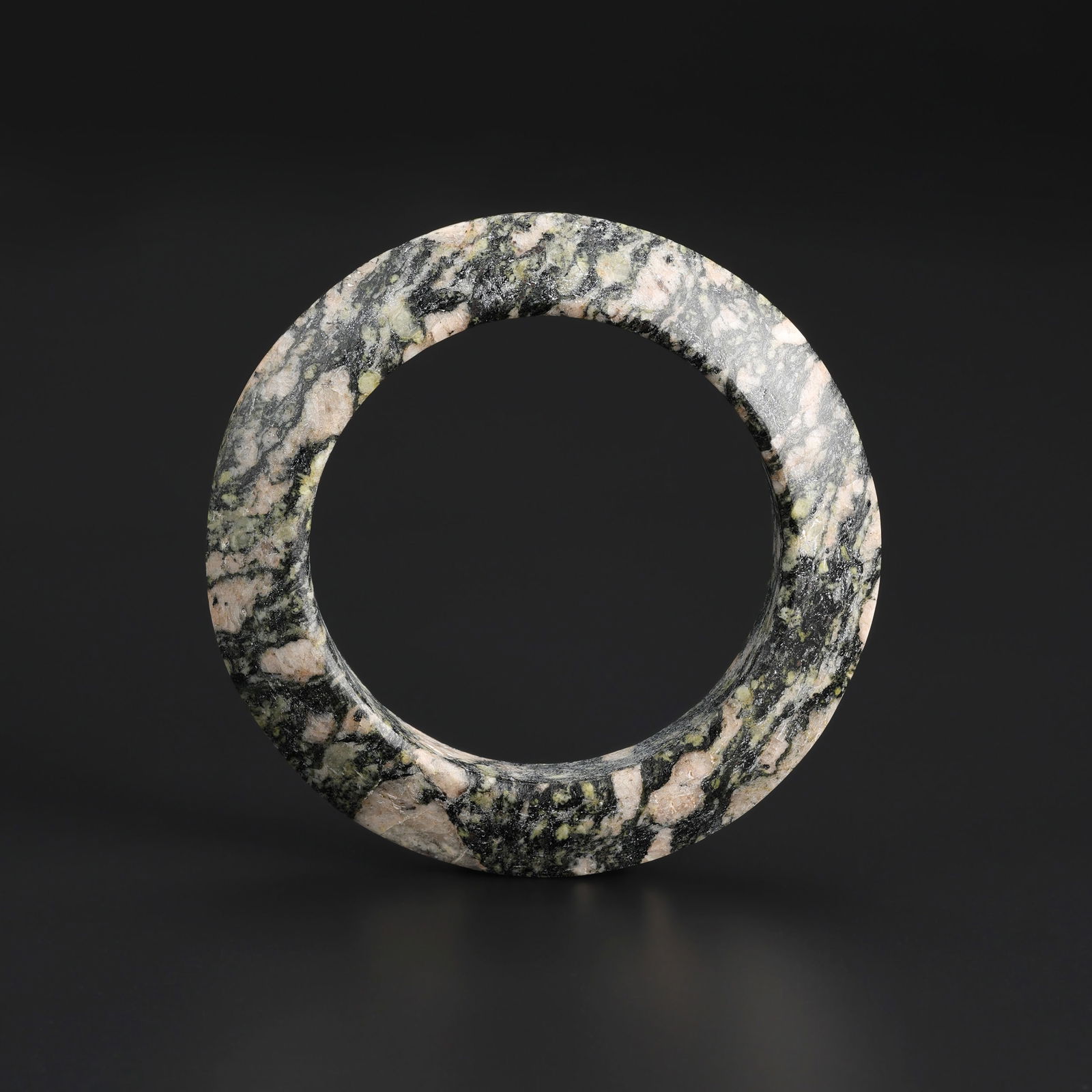 Antique Stone Age Hand-Carved Stone Bangle Bracelet: A rare Stone Age bangle bracelet, hand-carved from natural stone. Weight: 124gram