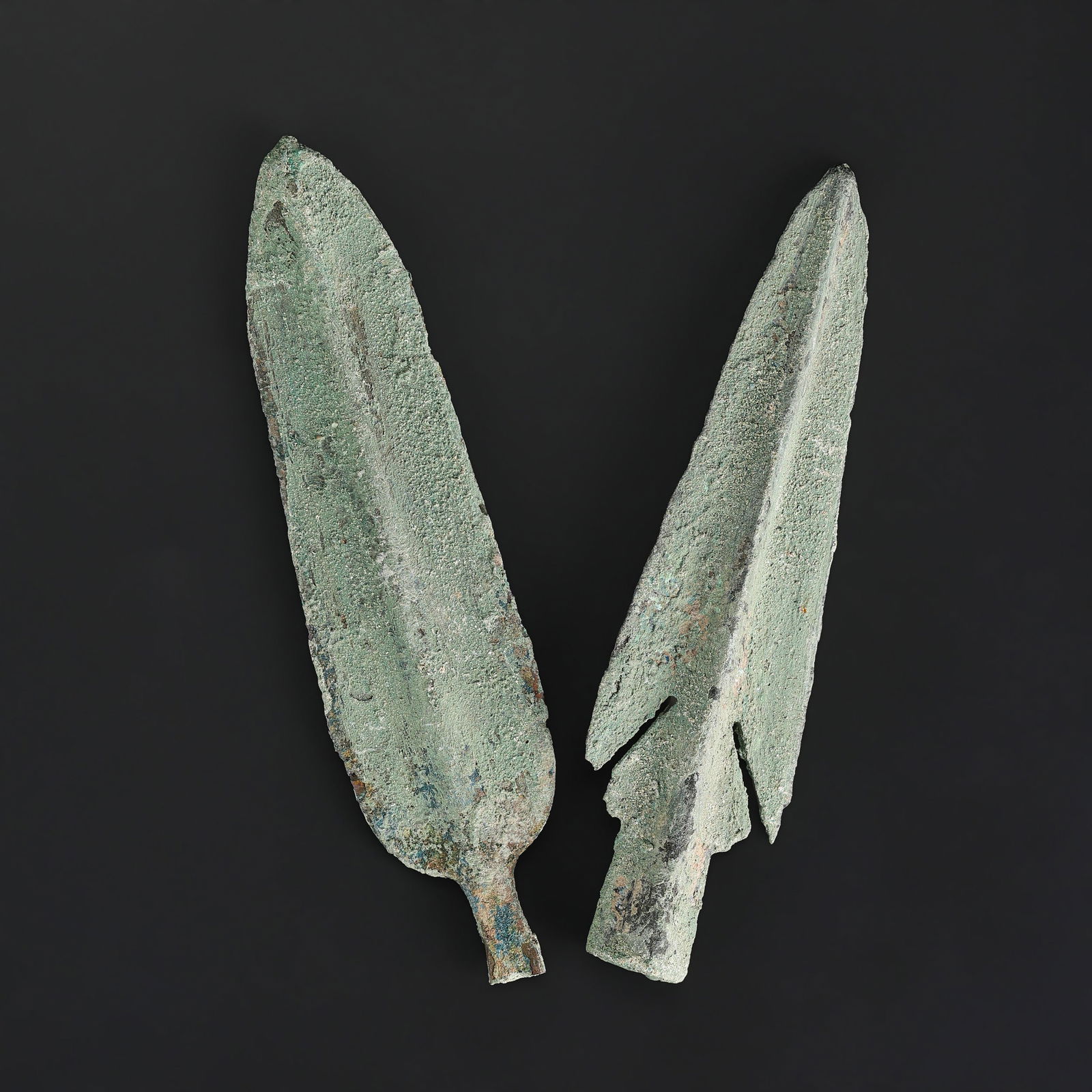 Pair Of Ancient Near Eastern Greek / Roman Bronze Spearheads (1 of 4)