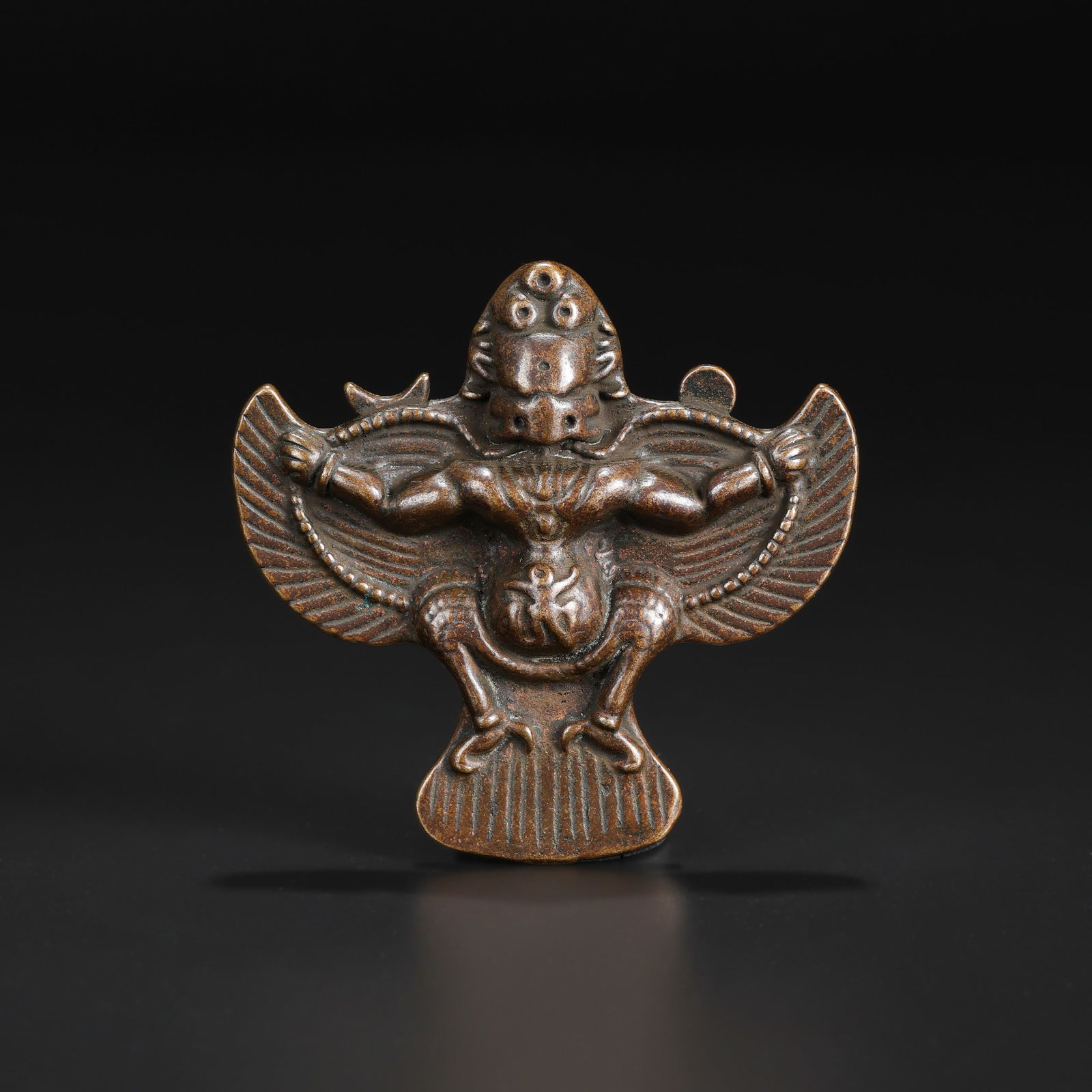 Tibetan Winged Protective Deity Amulet: Tibetan Winged Protective Deity Amulet Size Detail: 6 x 5.8cm Weight: 45gram