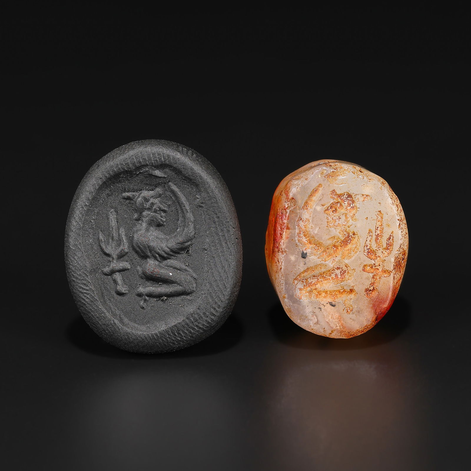 Ancient Roman Carnelian Agate Intaglio Seal Bead (1 of 5)
