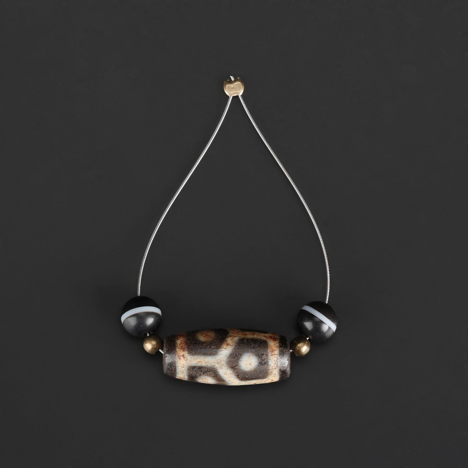 Tibetan Eye Dzi Bead and Single-Line Agate Beads (1 of 4)