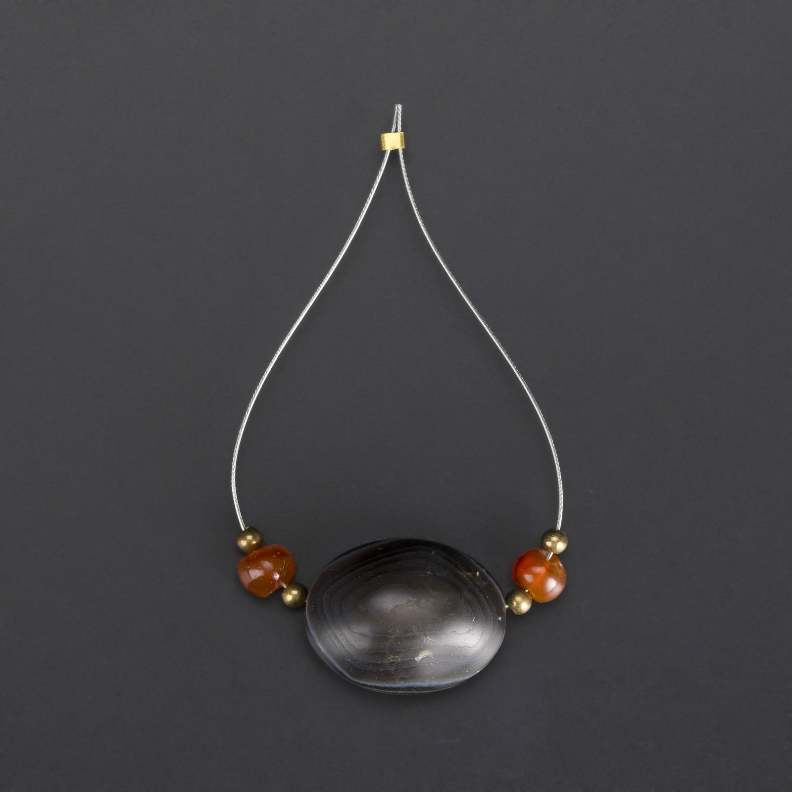 Old Tibetan Natural Eye Agate Dzi Bead with Carnelian Beads (1 of 4)