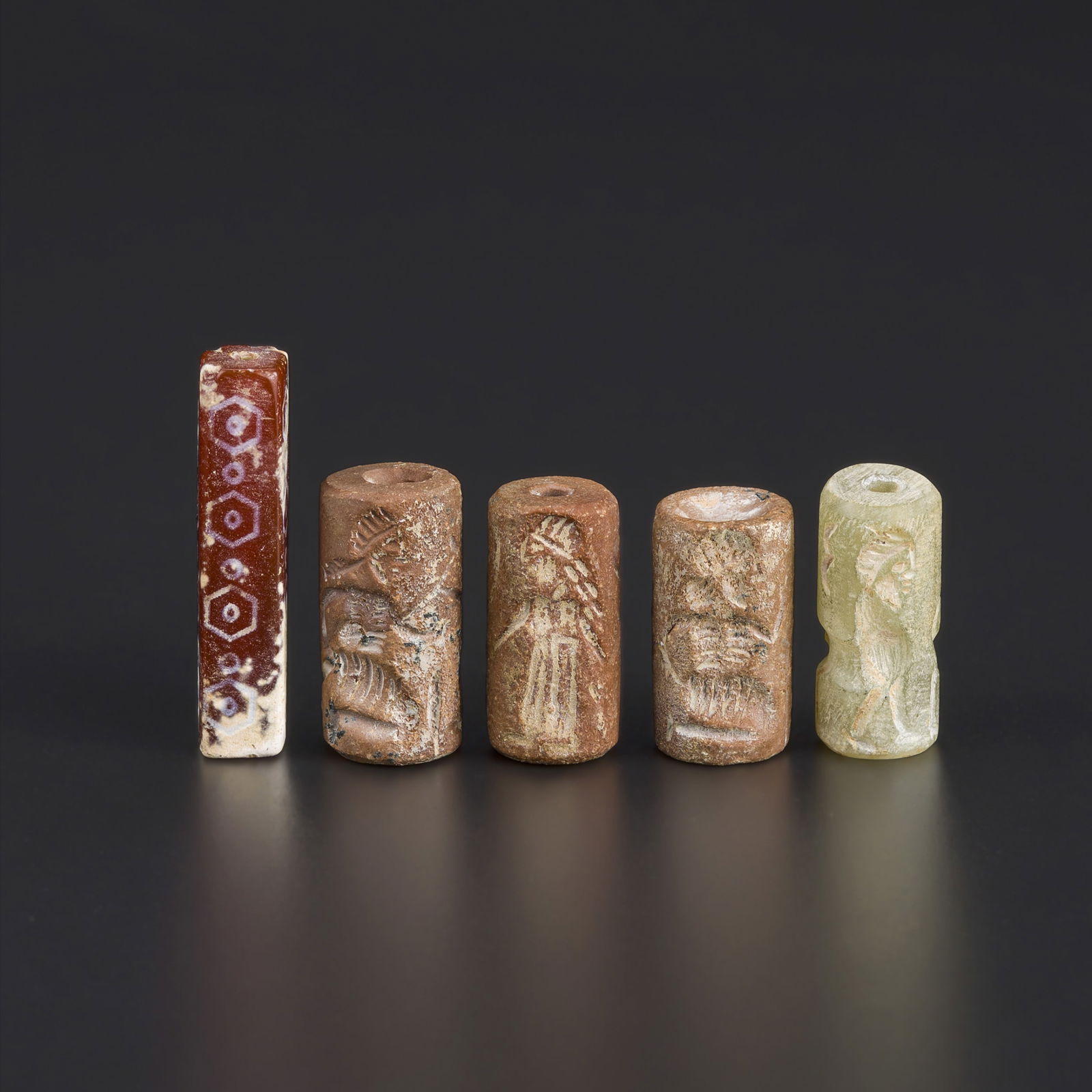 Collection of Antique Near Eastern Stone Cylinder Seal Beads (1 of 5)