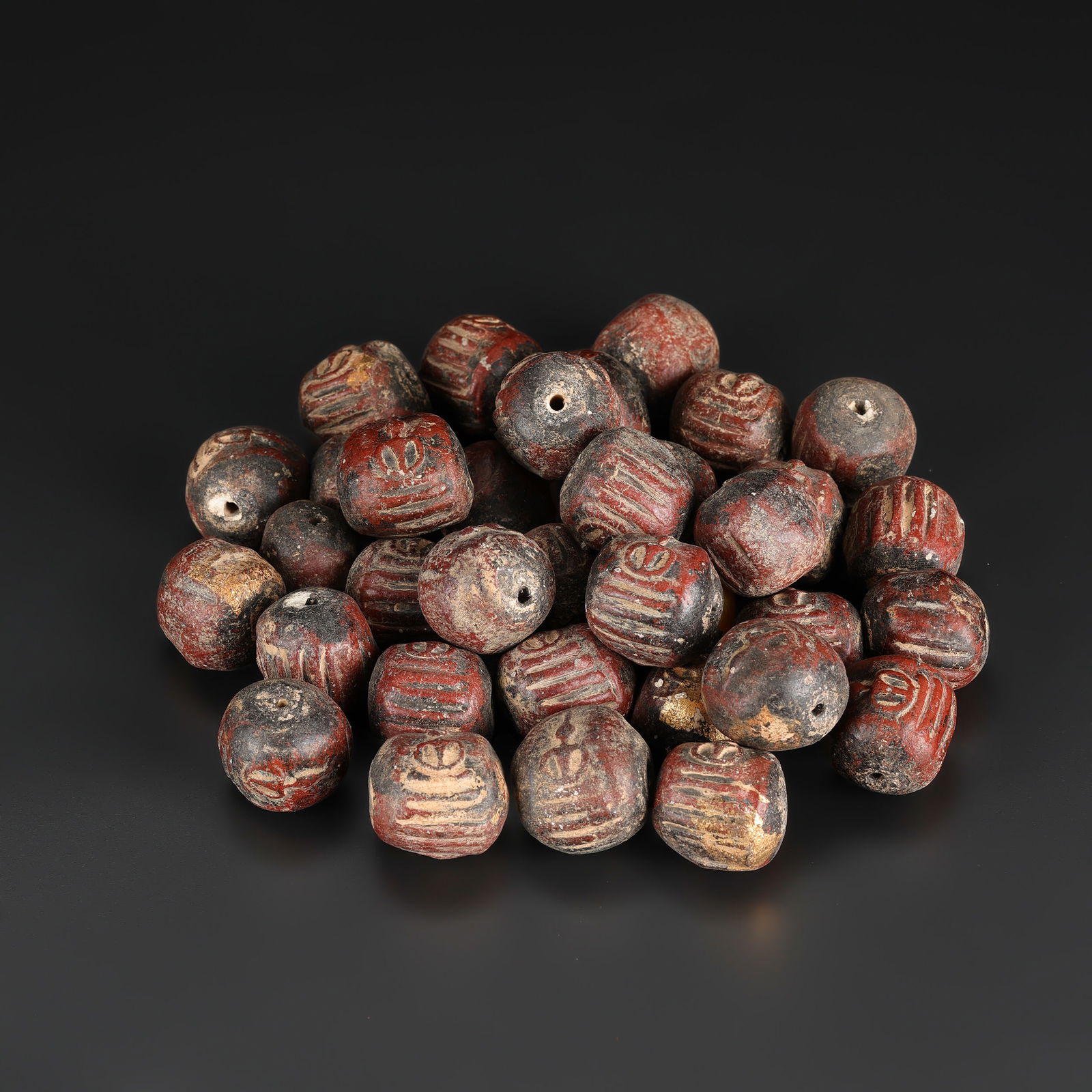 Lot of Old Thai Ceramic Buddhist Monk Prayer Beads with Buddha Image (1 of 4)