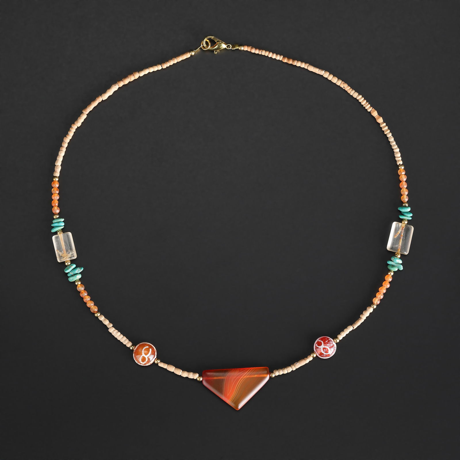 Necklace with Faience, Agate & Etched Carnelian Beads (1 of 4)