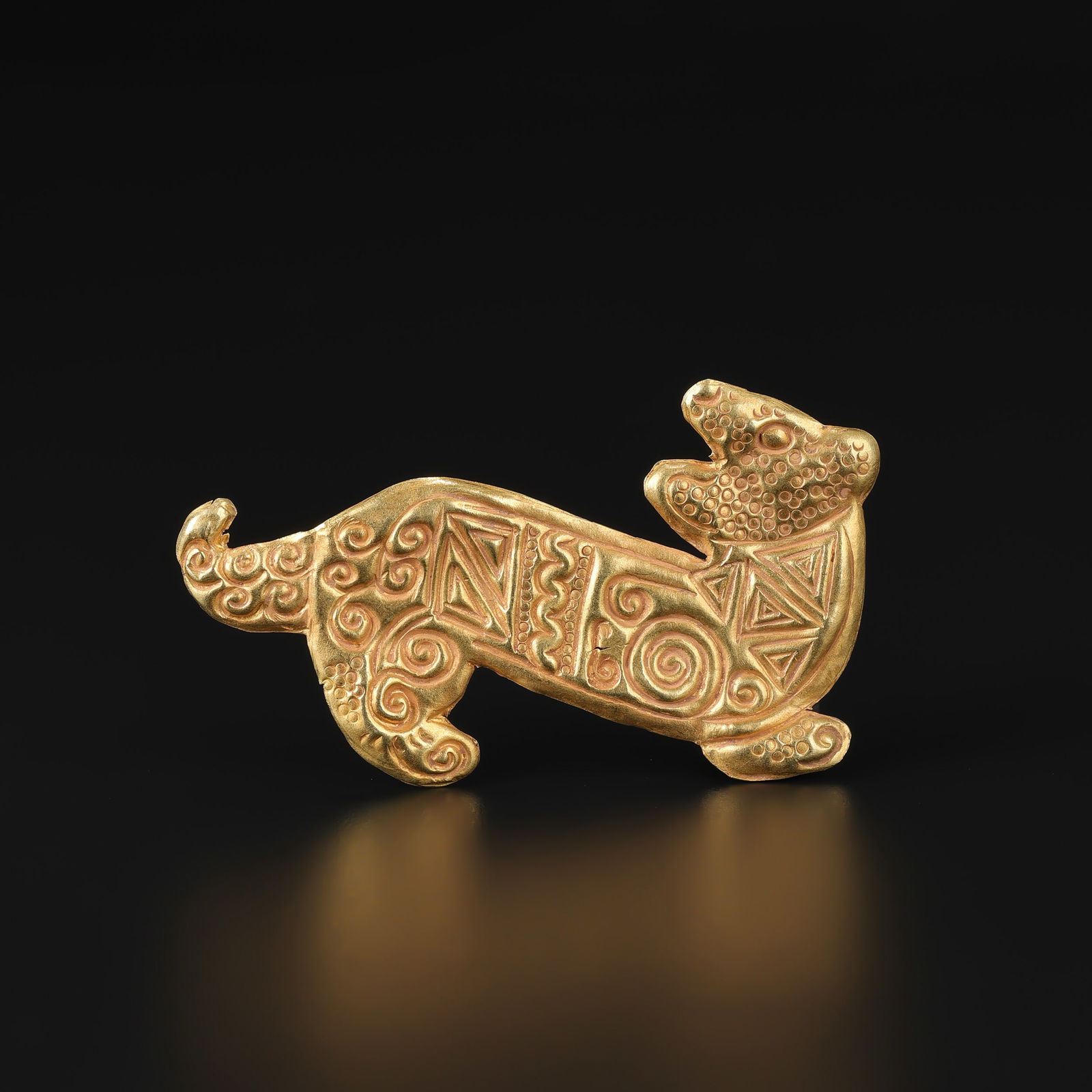 Ancient Mongolian Turk Gold Mythical Animal Figurine Ornaments – 16K, 4.3g (1 of 6)