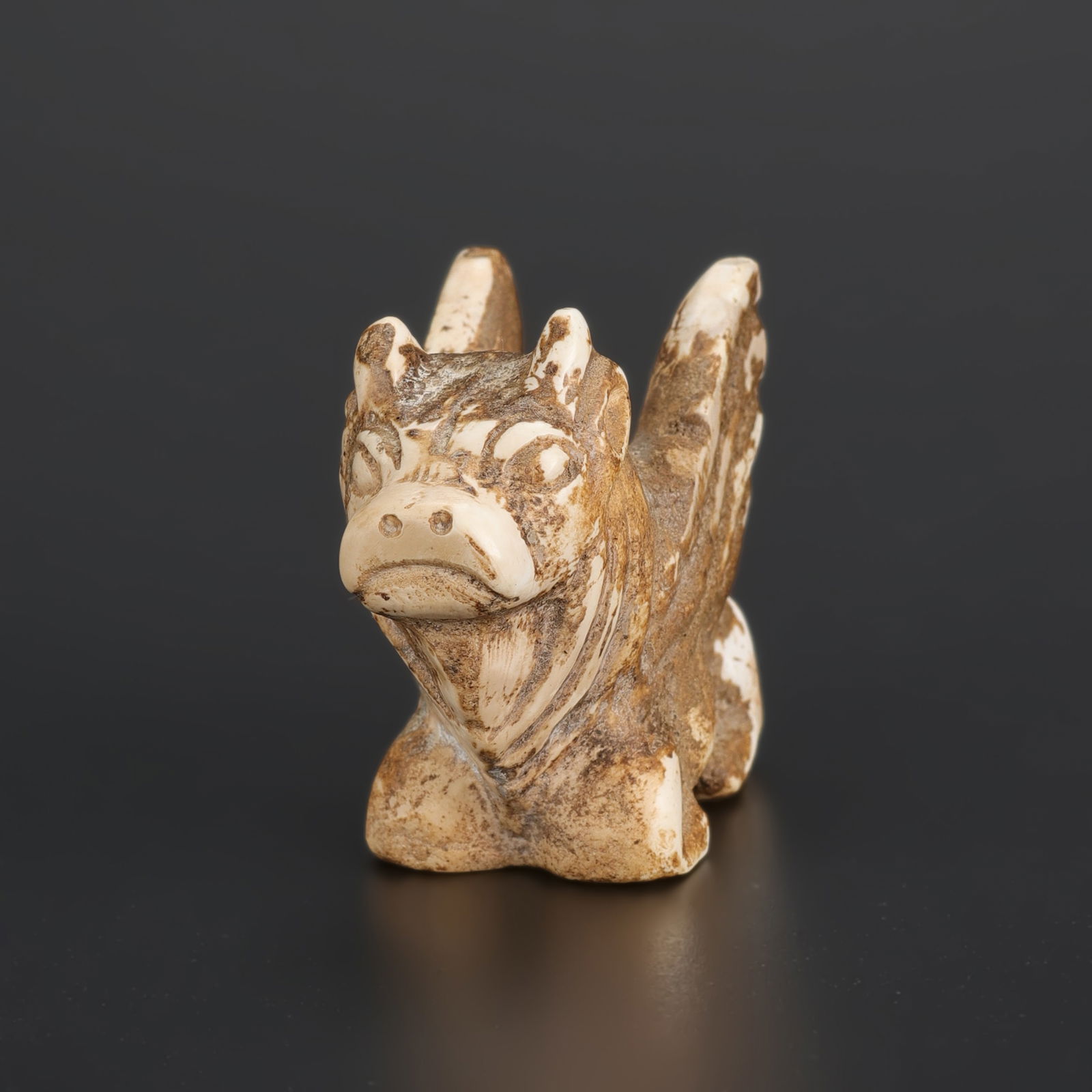 Ancient Hand Carved Stone Mythical Winged Beast Sculpture (1 of 5)