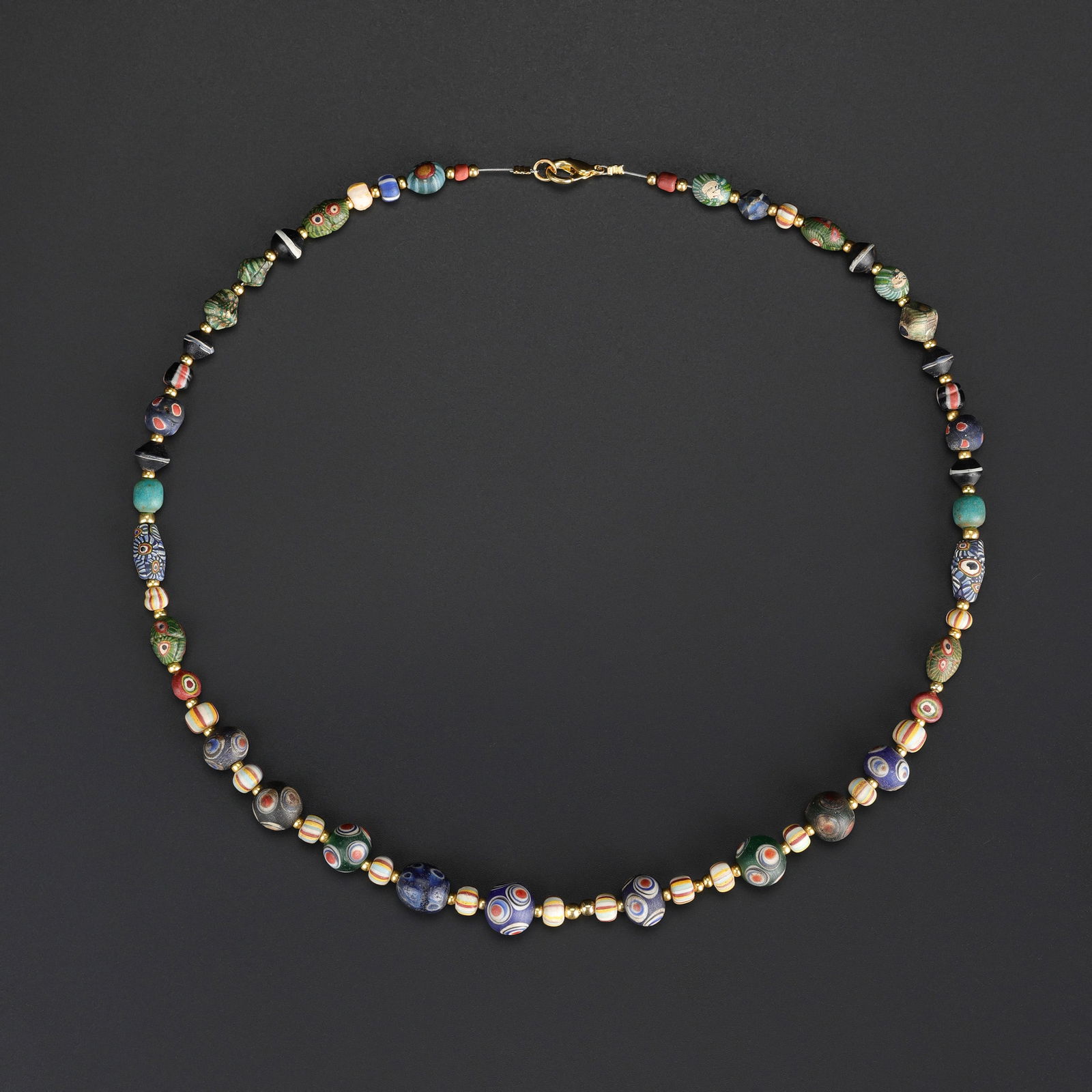 Roman Mosaic Glass Beads Necklace: Roman Mosaic Glass Beads Necklace Length: 22in Total Weight: 46gram