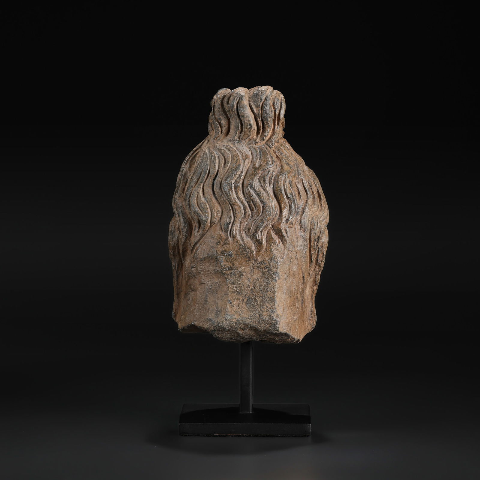 Indo-Greek Gandhara Gray Schist Stone Head Sculpture - 3