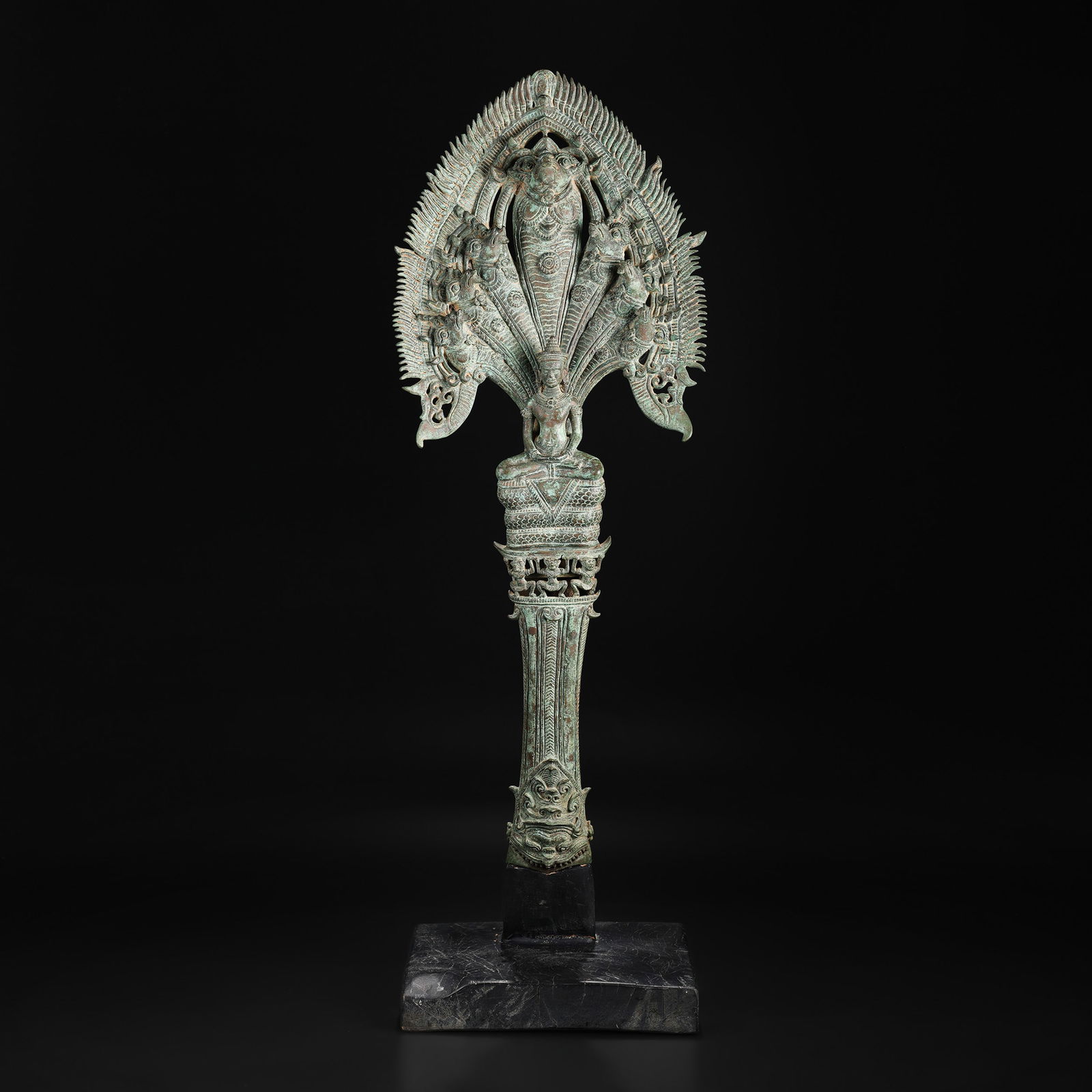 Antique Khmer Bronze Buddha Statue with Naga, Southeast Asian Art: Antique Khmer Bronze Buddha Statue with Naga, Southeast Asian Art Size Detail: 33 x 85cm Total Weight: 13.8kg