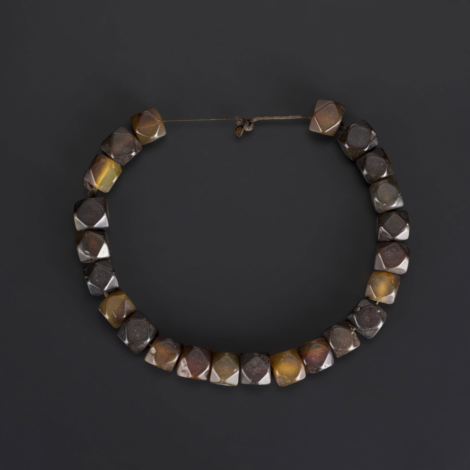 Lot of Dark Brown Indo-Tibetan Faceted Beads: Lot of Dark Brown Indo-Tibetan Faceted Beads Length: 11.5in Total Weight: 92gram