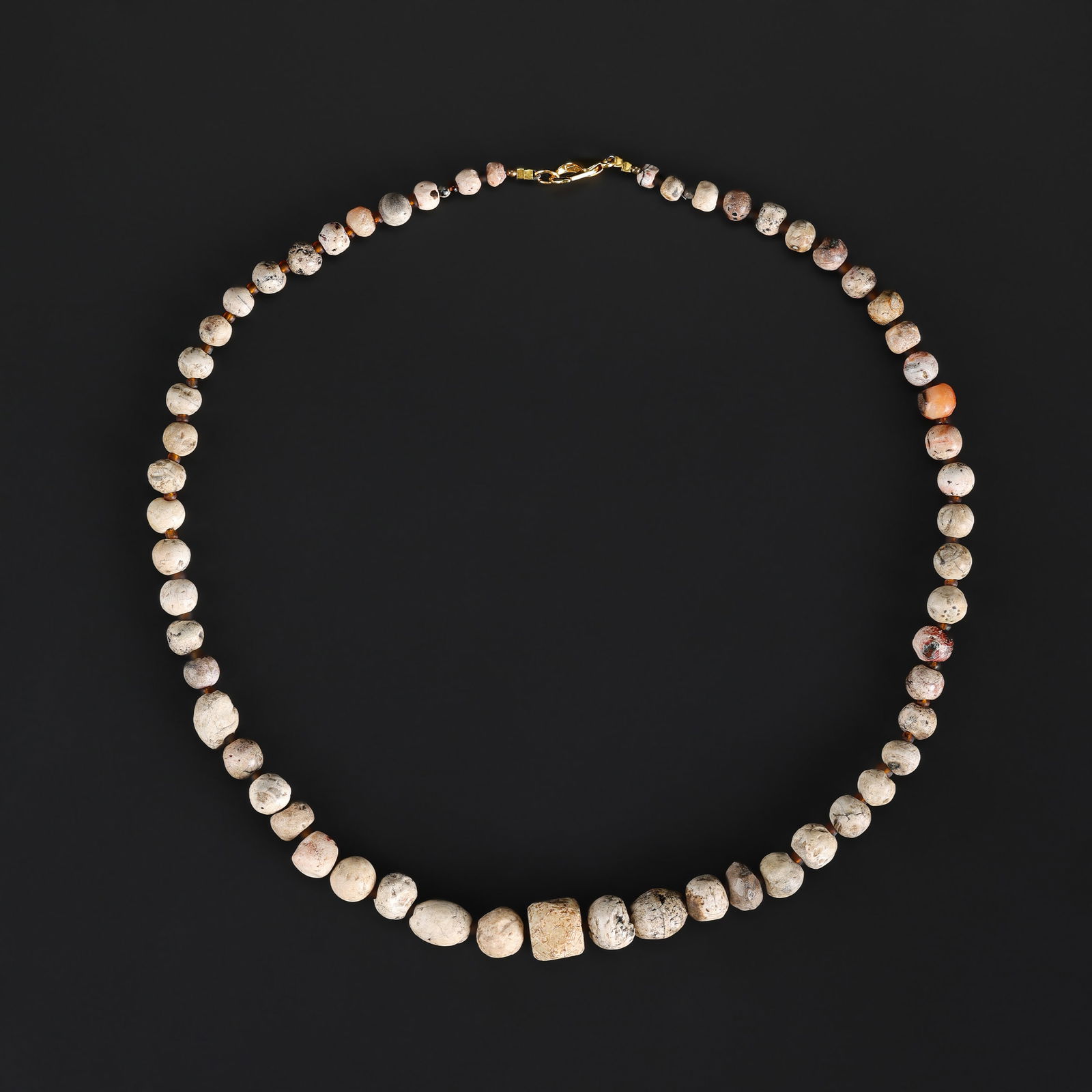A Himalayan Tibetan Bead Necklace, Over 1000 Years Old: A Himalayan Tibetan Bead Necklace, Over 1000 Years Old Length: 21in Total Weight: 54gram