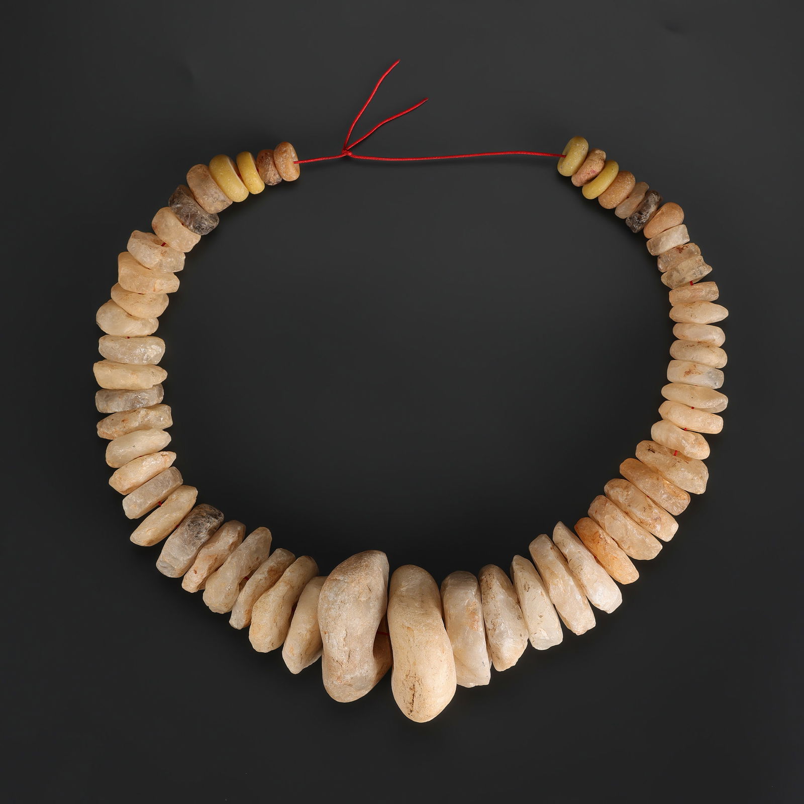 Ancient Neolithic Period Quartz Beads Necklace: Ancient Neolithic Period Quartz Beads Necklace Length: 30in Total Weight: 1.1kg