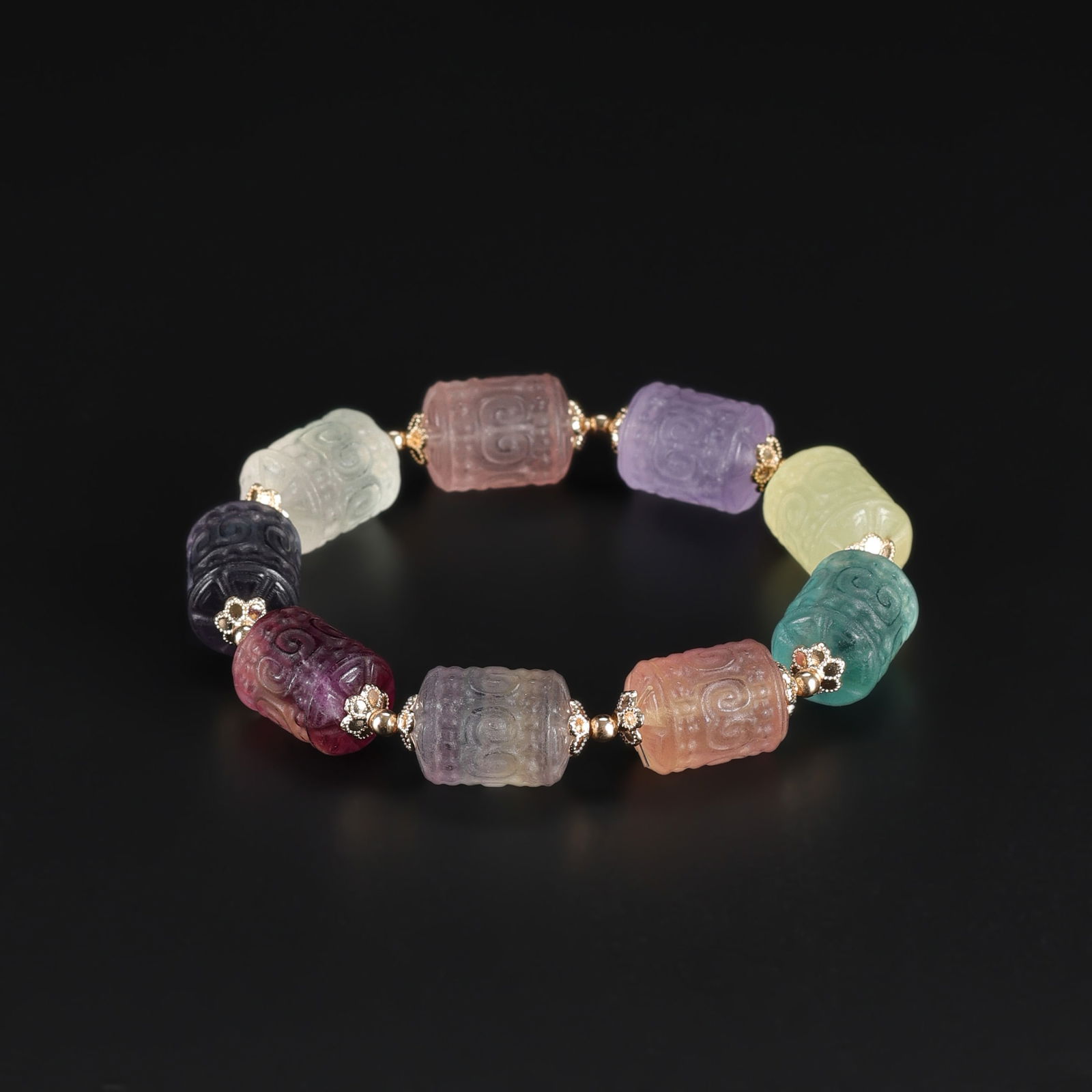 Vintage Chinese Fluorite Glass Bracelet: Vintage Chinese Fluorite Glass Bracelet Total Weight: 49gram