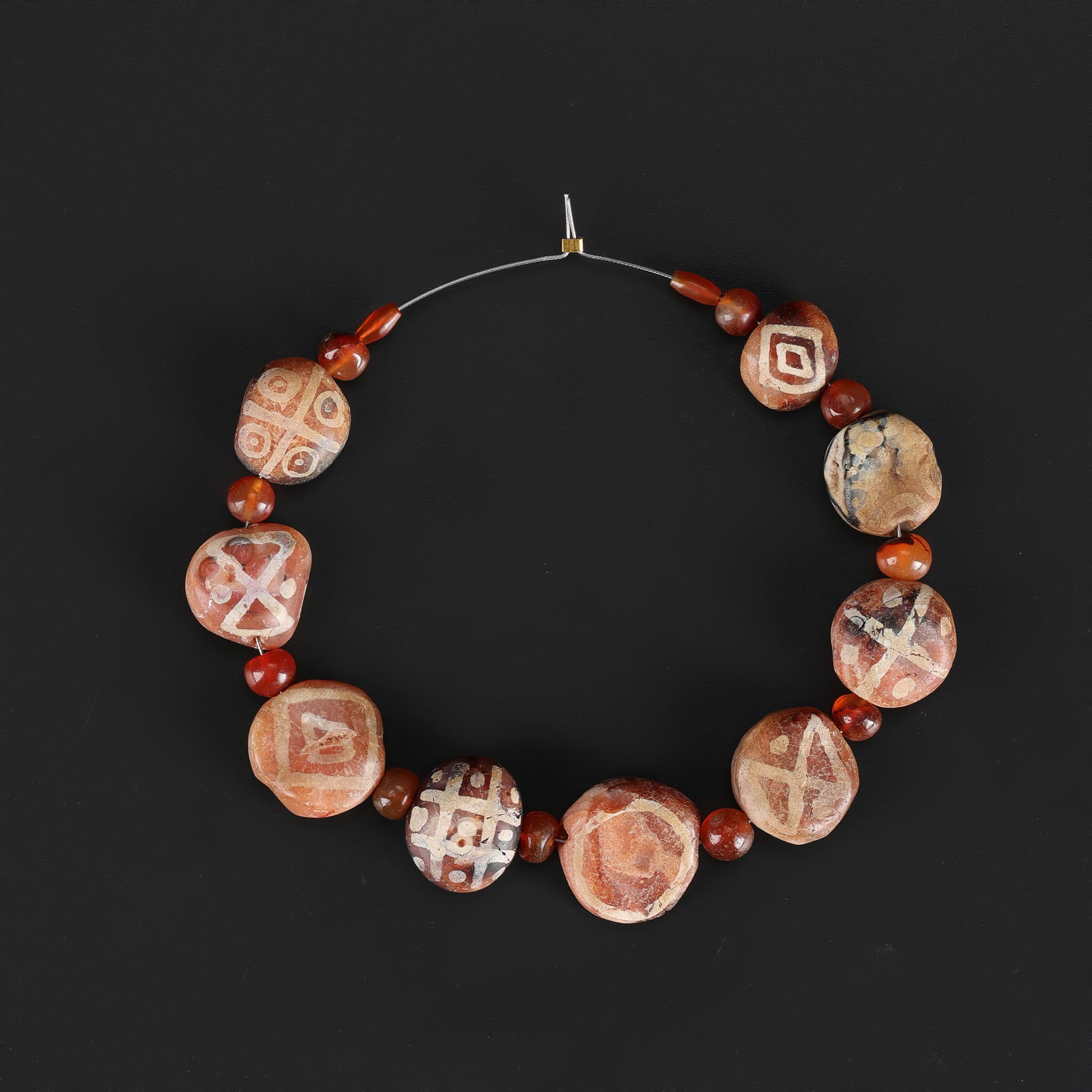 Indo Tibetan Etched Carnelian Beads: Indo Tibetan Etched Carnelian Beads Total Weight: 38gram