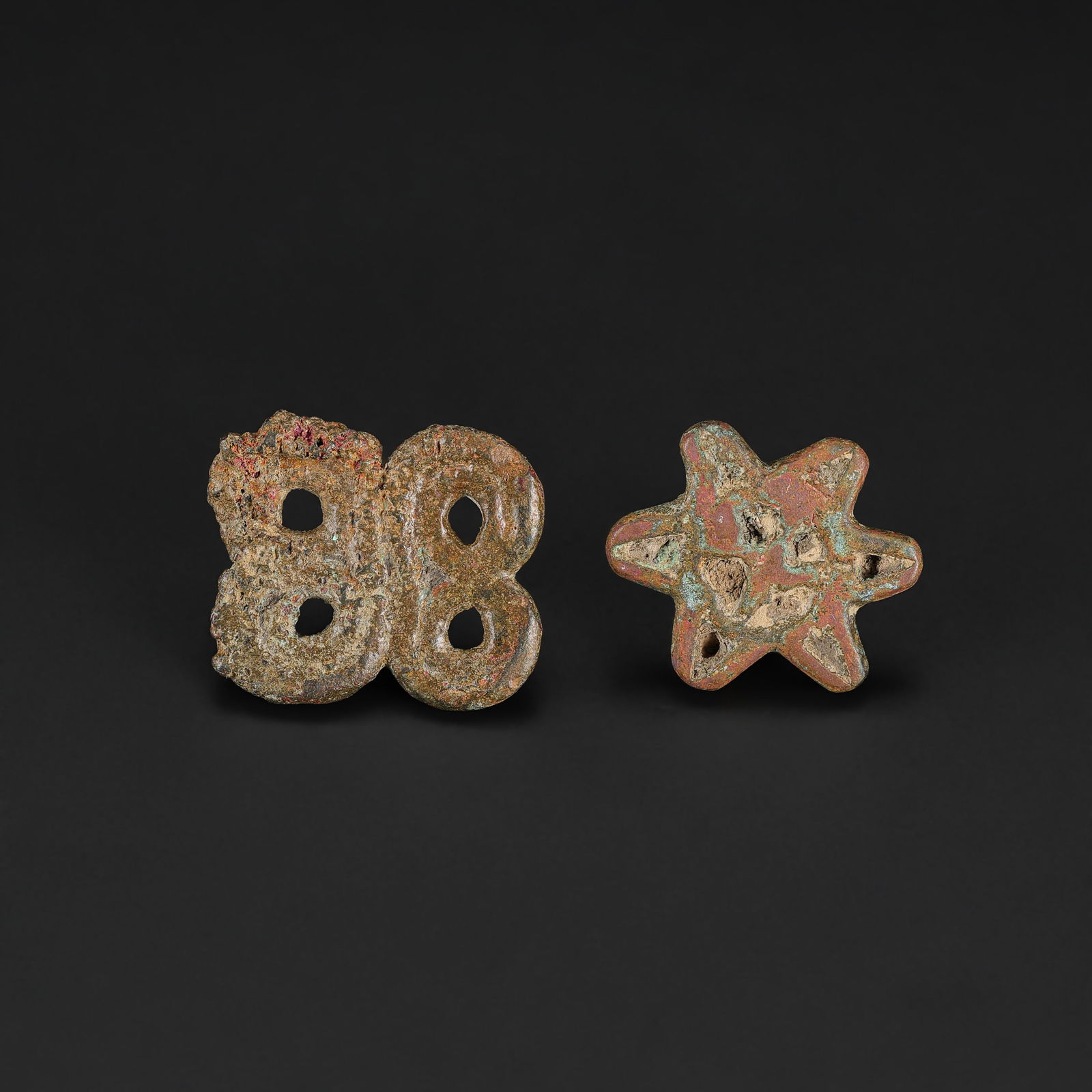 Ancient Bactrian Bronze Quatrefoil Ornaments: Ancient Bactrian Bronze Quatrefoil Ornaments Total Weight: 29gram