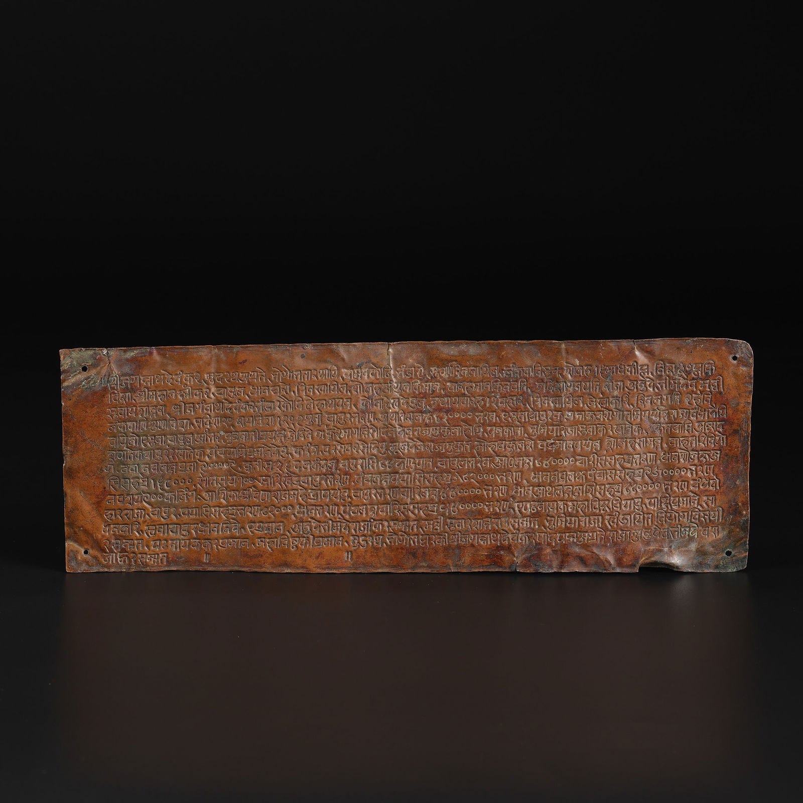 Ancient Himalayan Regions Historical Copper Plate Engraved With Inscription: Ancient Himalayan Regions Historical Copper Plate Engraved With Inscription. Size Detail: 28 x 9.5cm Weight: 80gram