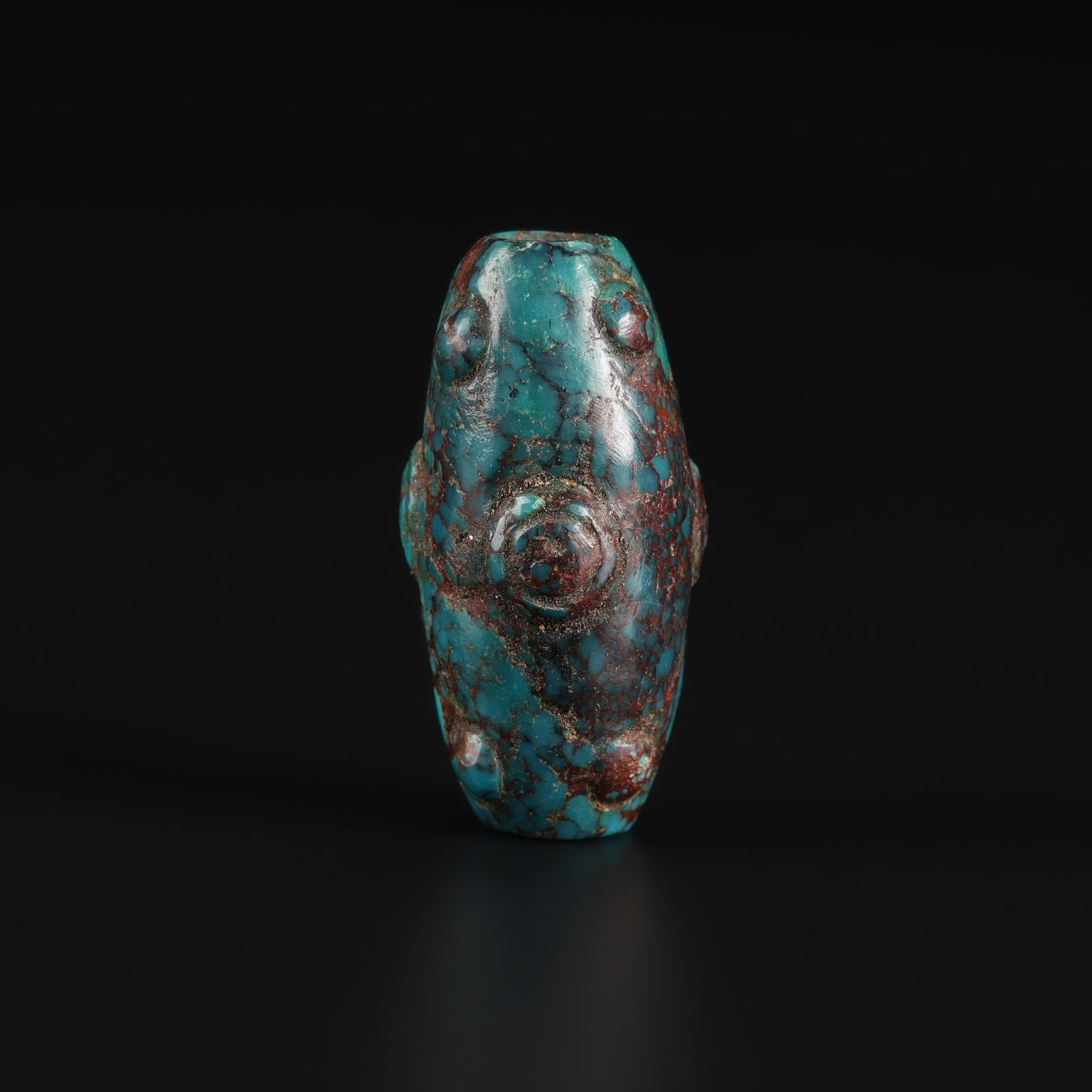 Neolithic Hongshan Turquoise Bead Pendant: Neolithic Hongshan Turquoise Bead Pendant Size Detail: 1.5 x 3cm Weight: 9gram
