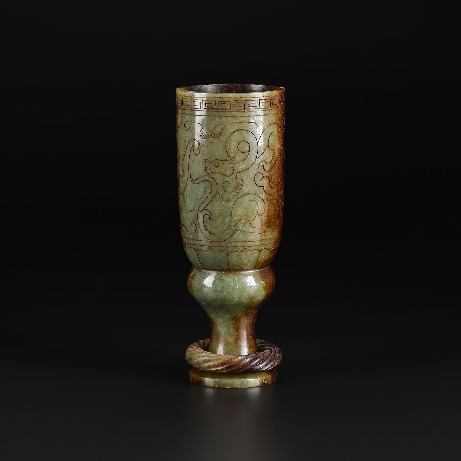 Ancient Chinese Hetian Jade Ritual Goblet Cup: Ancient Chinese Hetian Jade Ritual Goblet Cup Size Detail: 6.2 x 16.8cm Weight: 444gram