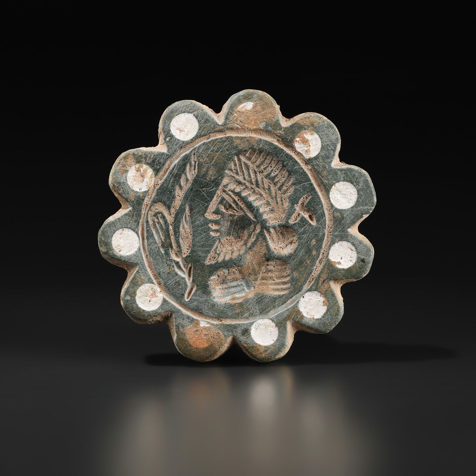 Old Schist Stone Button Type Intaglio Seal Stamp Ancient Achaemenid 500 BC (1 of 4)