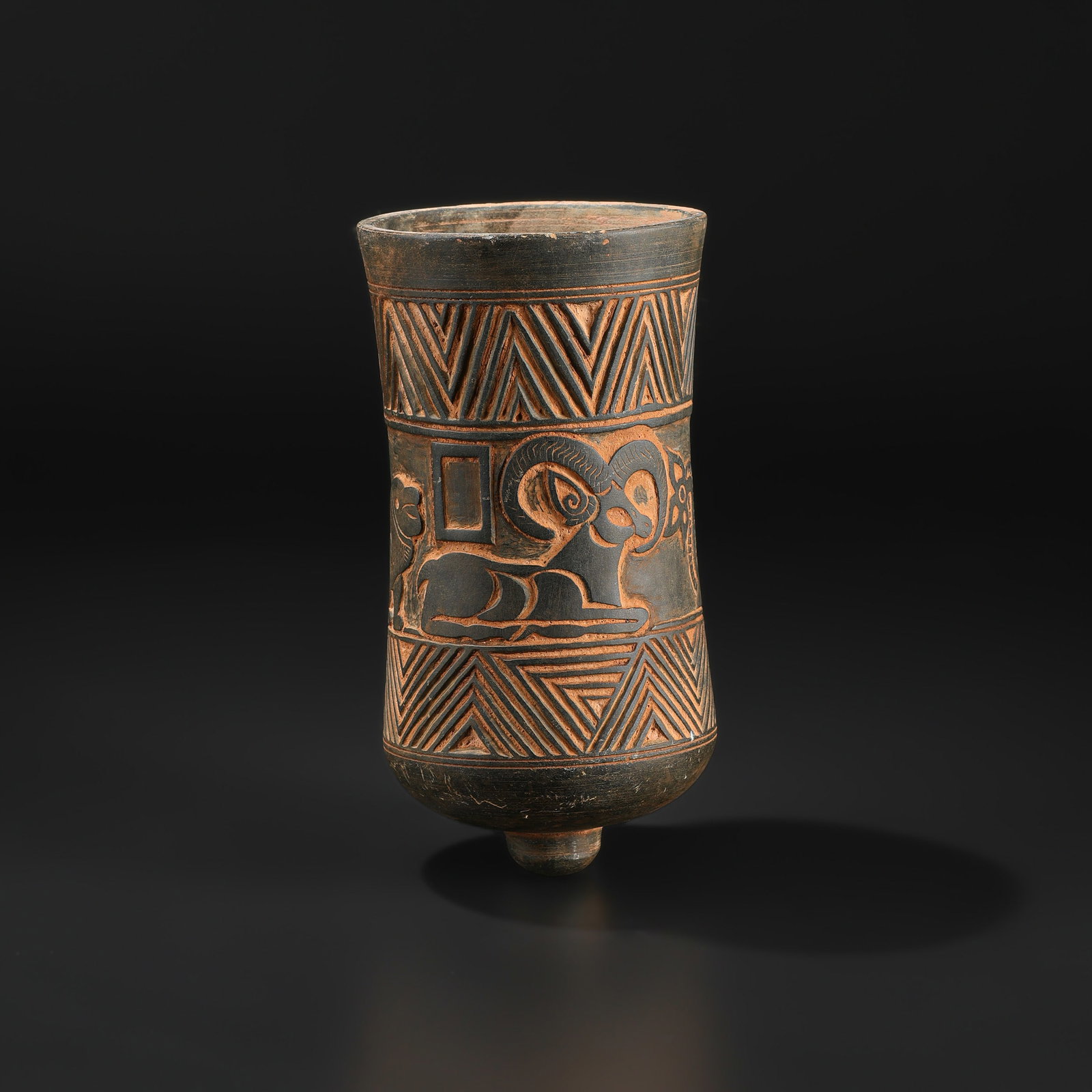 Ancient Near Eastern Stone Bucket Button Based Situla: Ancient Near Eastern Stone Bucket Button Based Situla Size Detail: 10.7 x 20.5cm Weight: 1kg