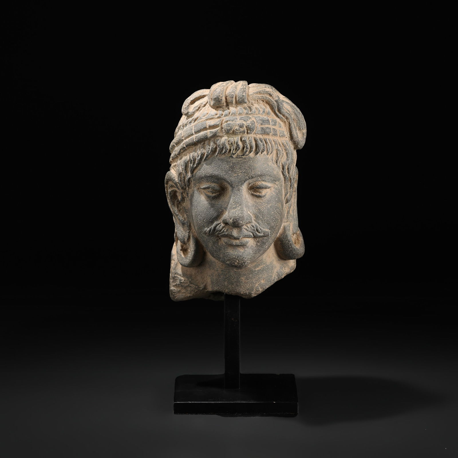 Antique Gandhara Art Indo Greek Antiquity Gray Stone Sculpture Statues Head (1 of 5)