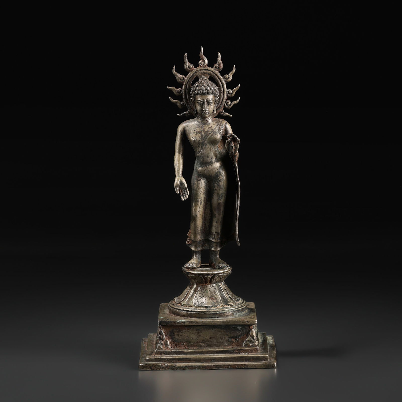 Old Antique Silver Buddha Standing Posture Statue (1 of 5)