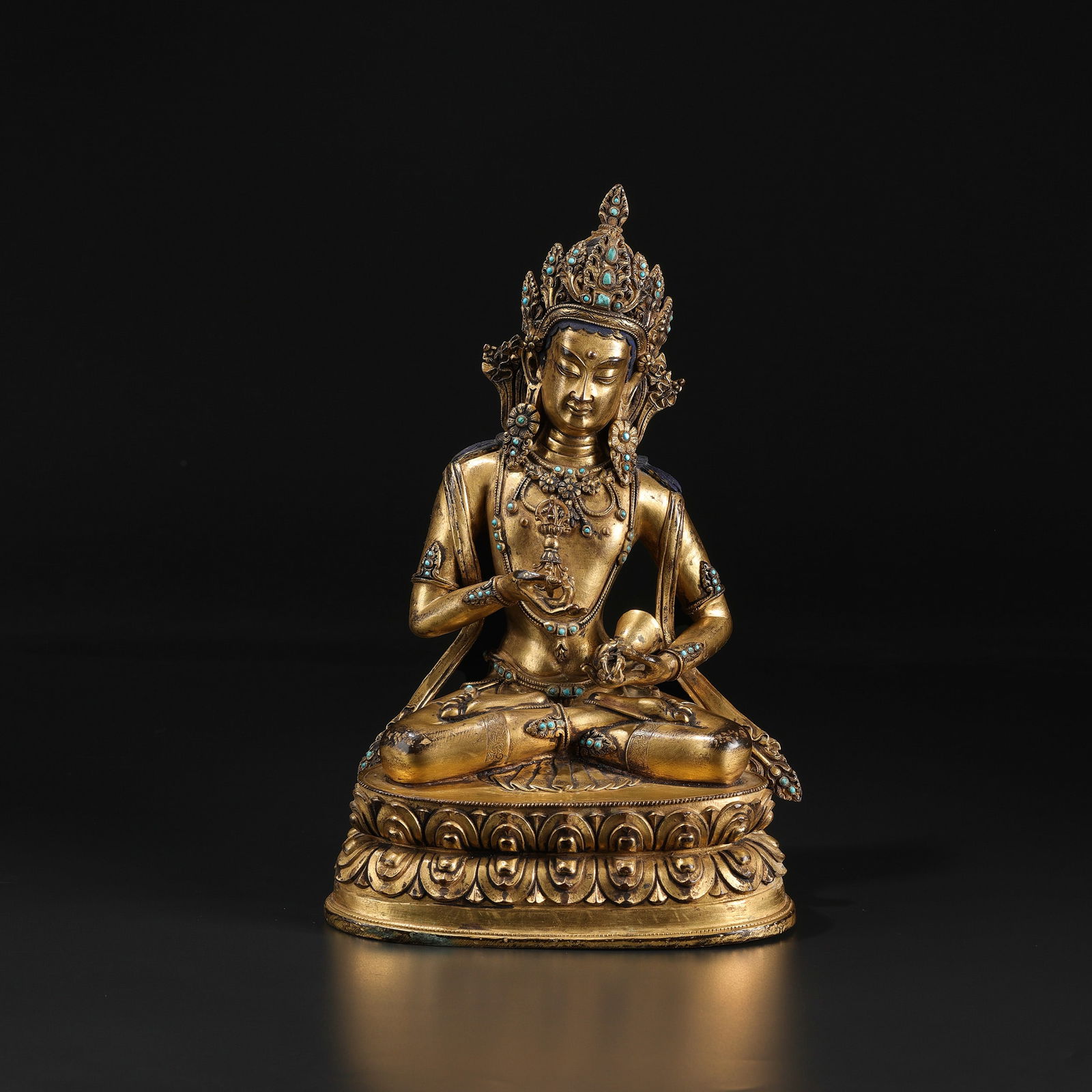 Ancient Old Tibet Glit Bronze Figure of Vajrasattva (1 of 5)