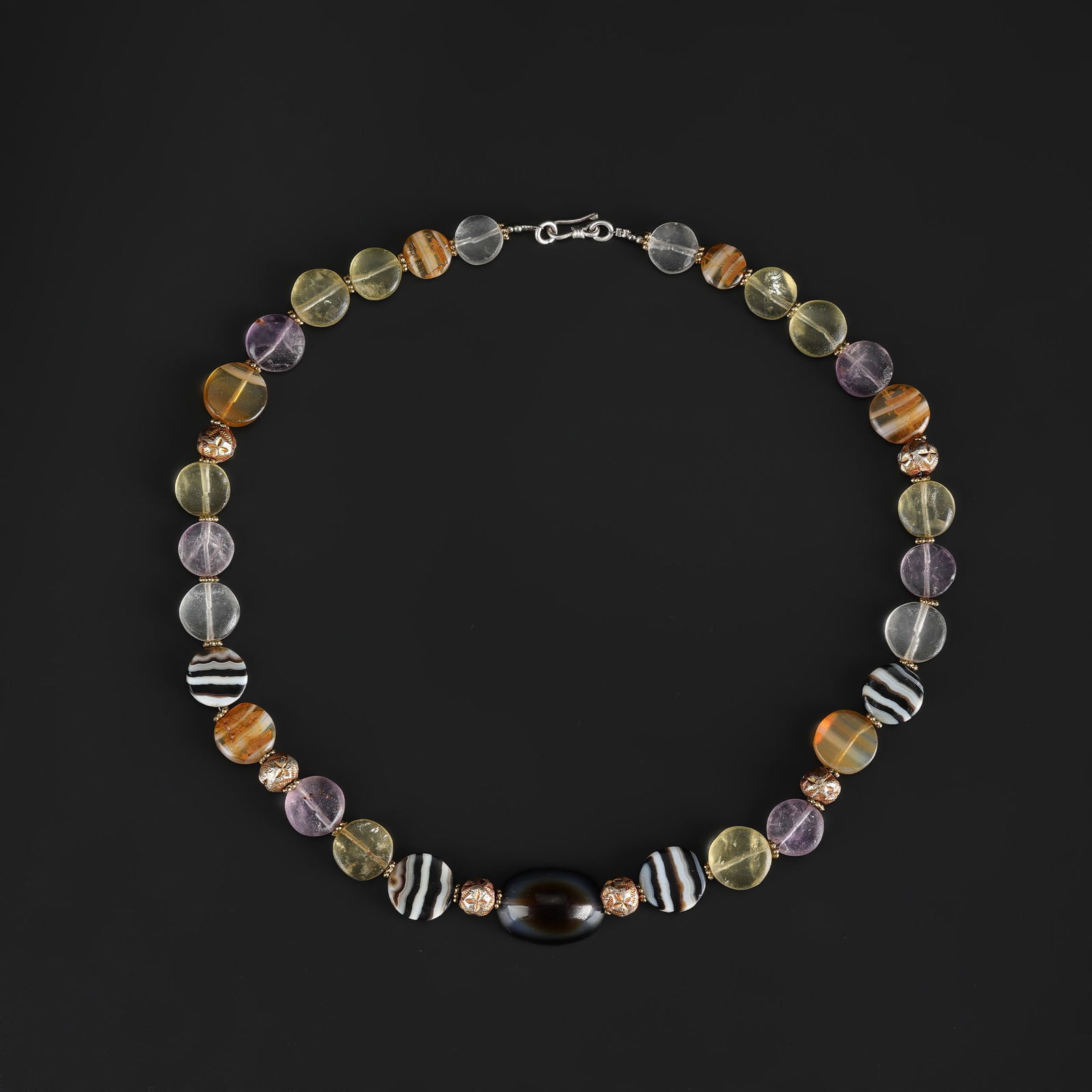 Old Mixed Eye Agate Bead and Muti Pattern of Glass Beads Necklace (1 of 5)