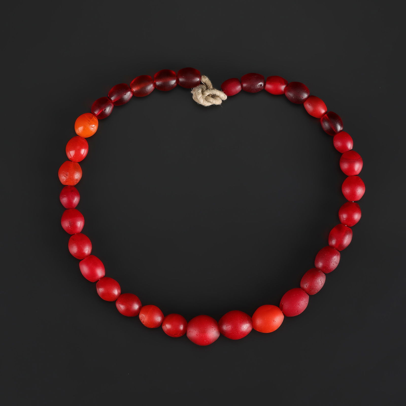 Old Bohemian Glass Red Trade Beads Necklace (1 of 4)