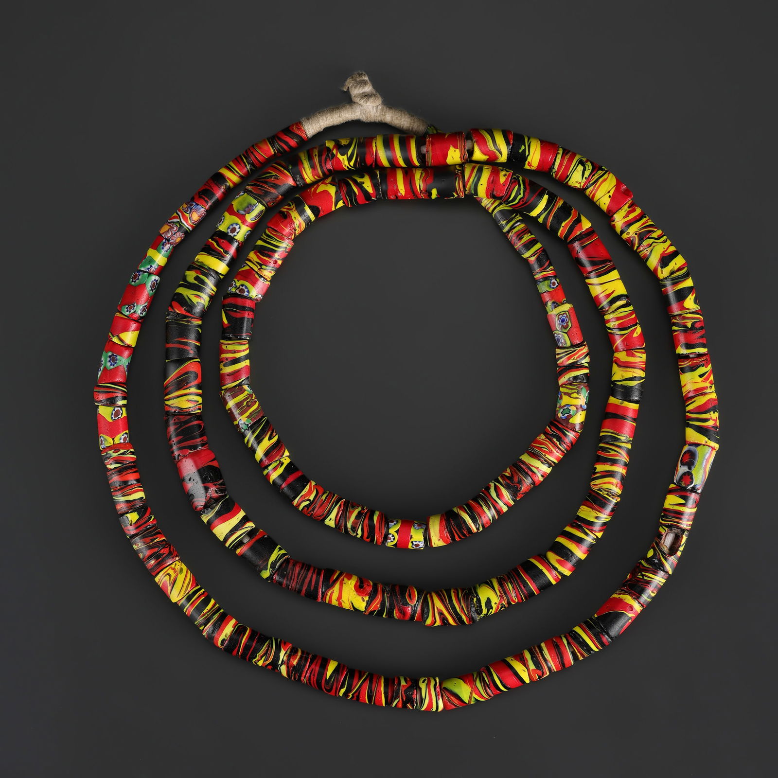 Antique Venetian Millefiori Glass Beaded Necklace: Antique Venetian Millefiori Glass Beaded Necklace Length: 58in Total Weight: 307gram